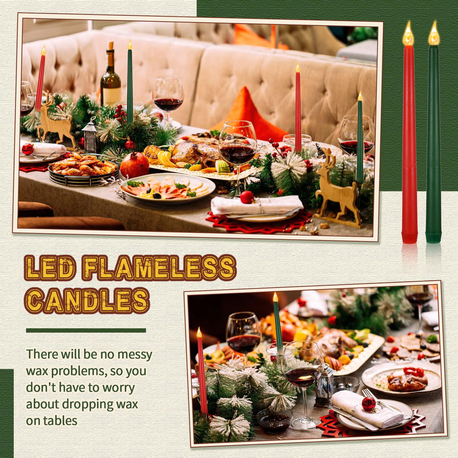 12 LED Dripless Flameless Candles for Halloween, Christmas, Weddings
