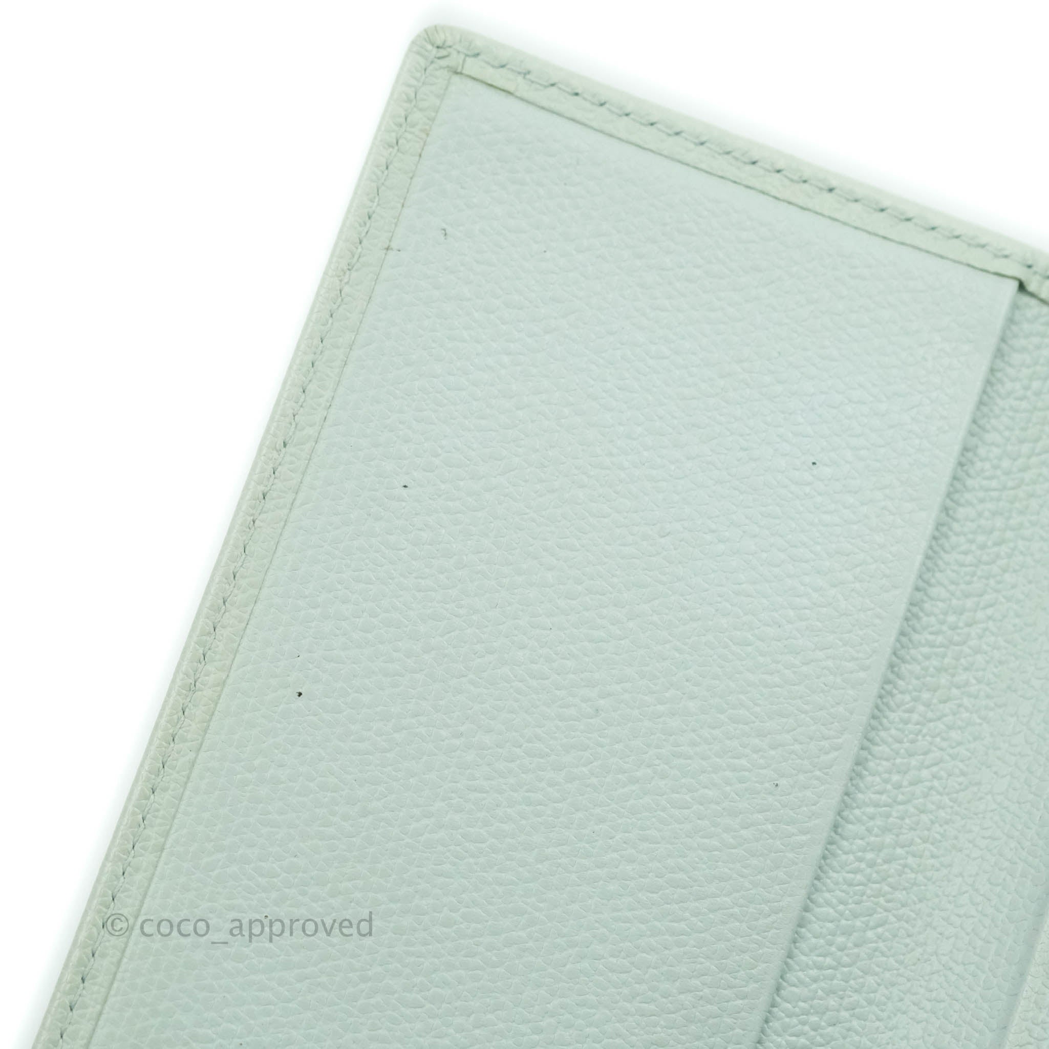 Chanel Tiffany Blue Grained Leather Card Holder - Luxury Compact Wallet for Credit Cards & Cash - Perfect for Everyday Use, Travel & Gifting