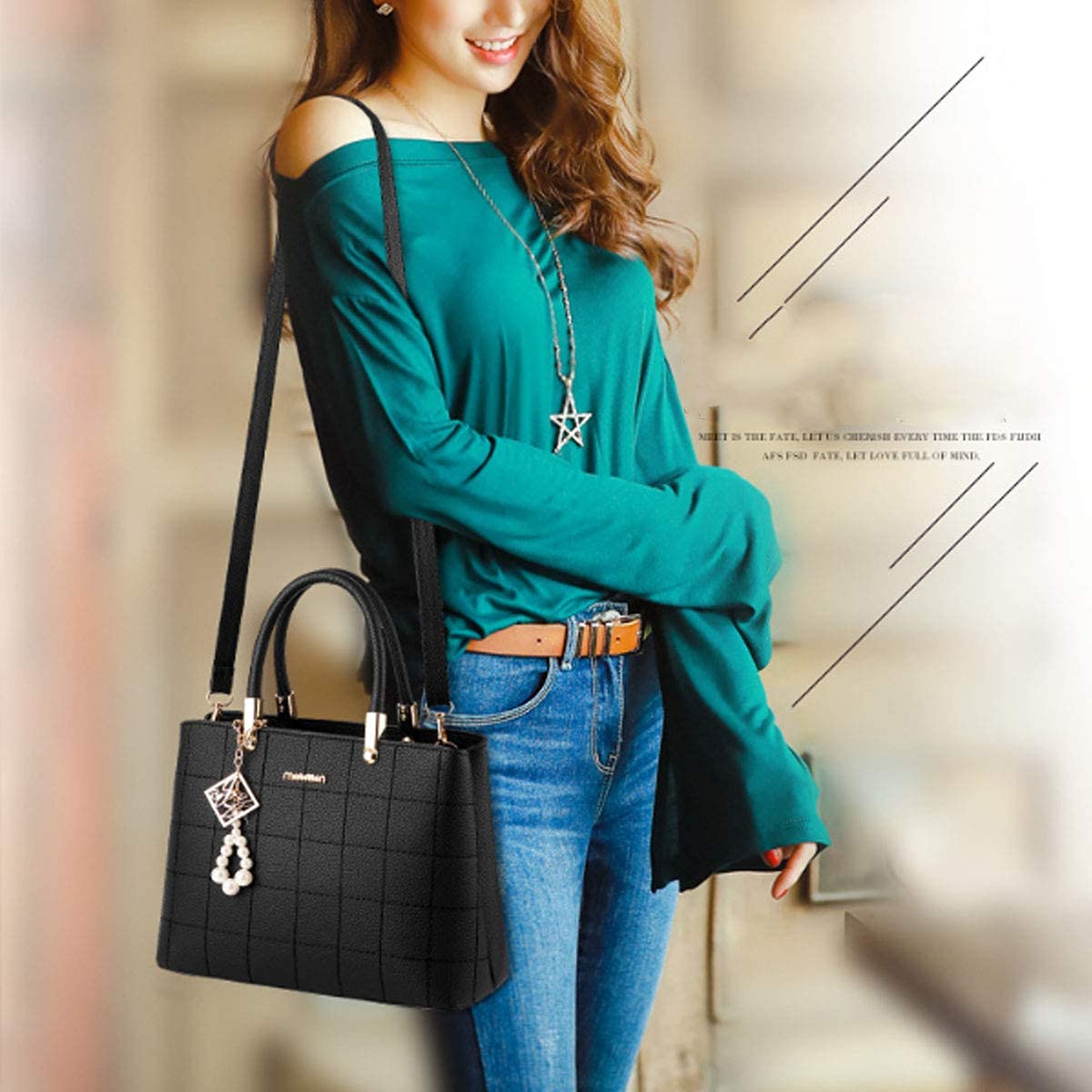 Women's PU Leather Top Handle Satchel - Stylish Shoulder Tote Bag for Work & Travel