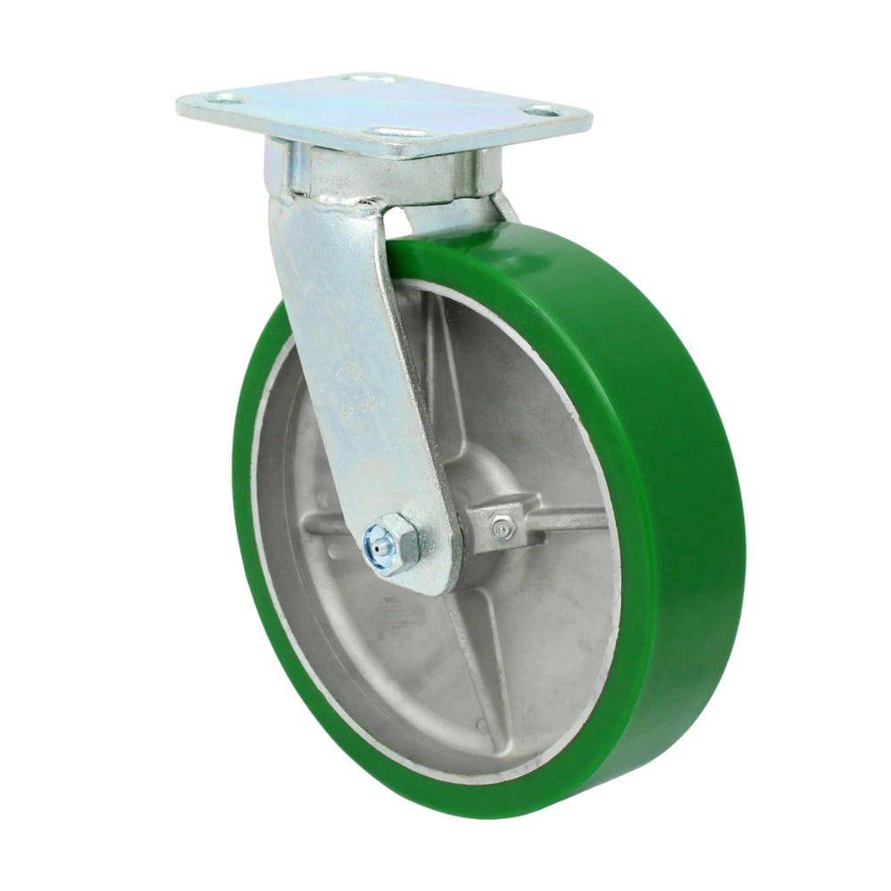 8 x 2 Inch Polyon Aluminum Wheel Kingpinless Swivel Caster - Heavy Duty 1500 lbs Capacity for Industrial Equipment, Warehouse Carts, and Workbenches