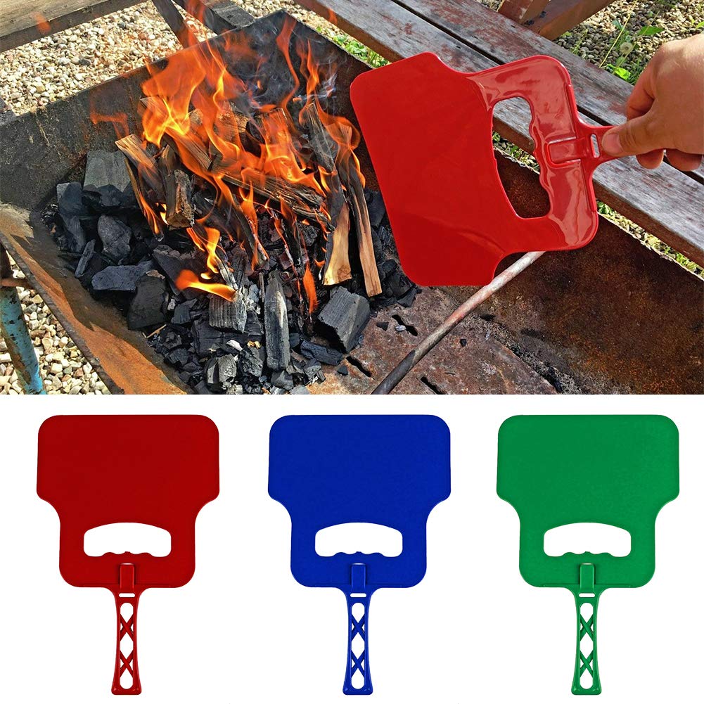 UXELY BBQ Hand Fan - Heat Resistant Plastic Barbecue Fan for Grilling, Camping & Outdoor Cooking | Flame Blower for Charcoal, Fire Pit & Bonfire (Random Color)