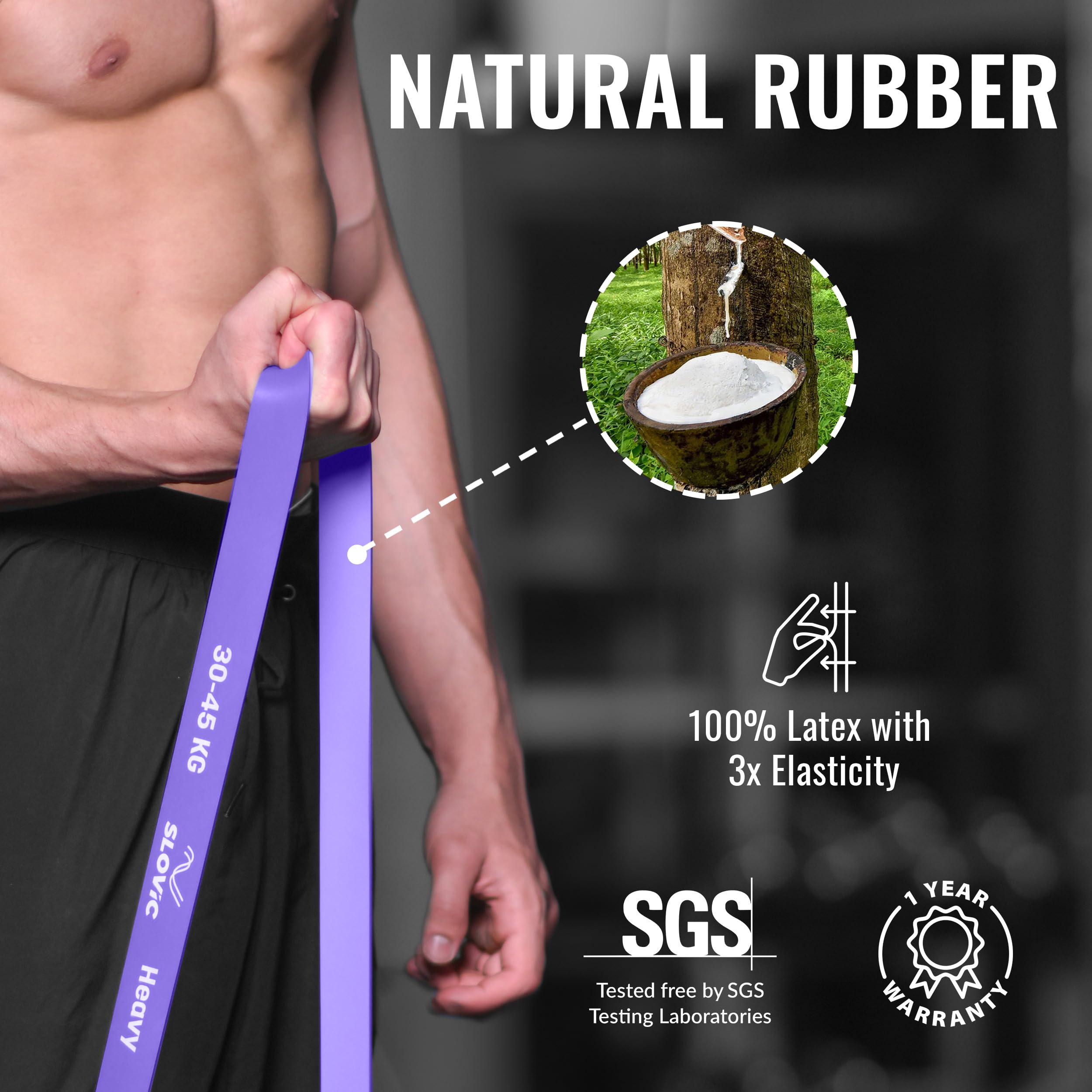 Slovic Resistance Bands Set for Home Workout - Heavy Duty Exercise Bands for Men & Women | Pull Up Assist Bands, Stretching & Strength Training | Perfect for Home Gym, Yoga, Physical Therapy & Fitness Training