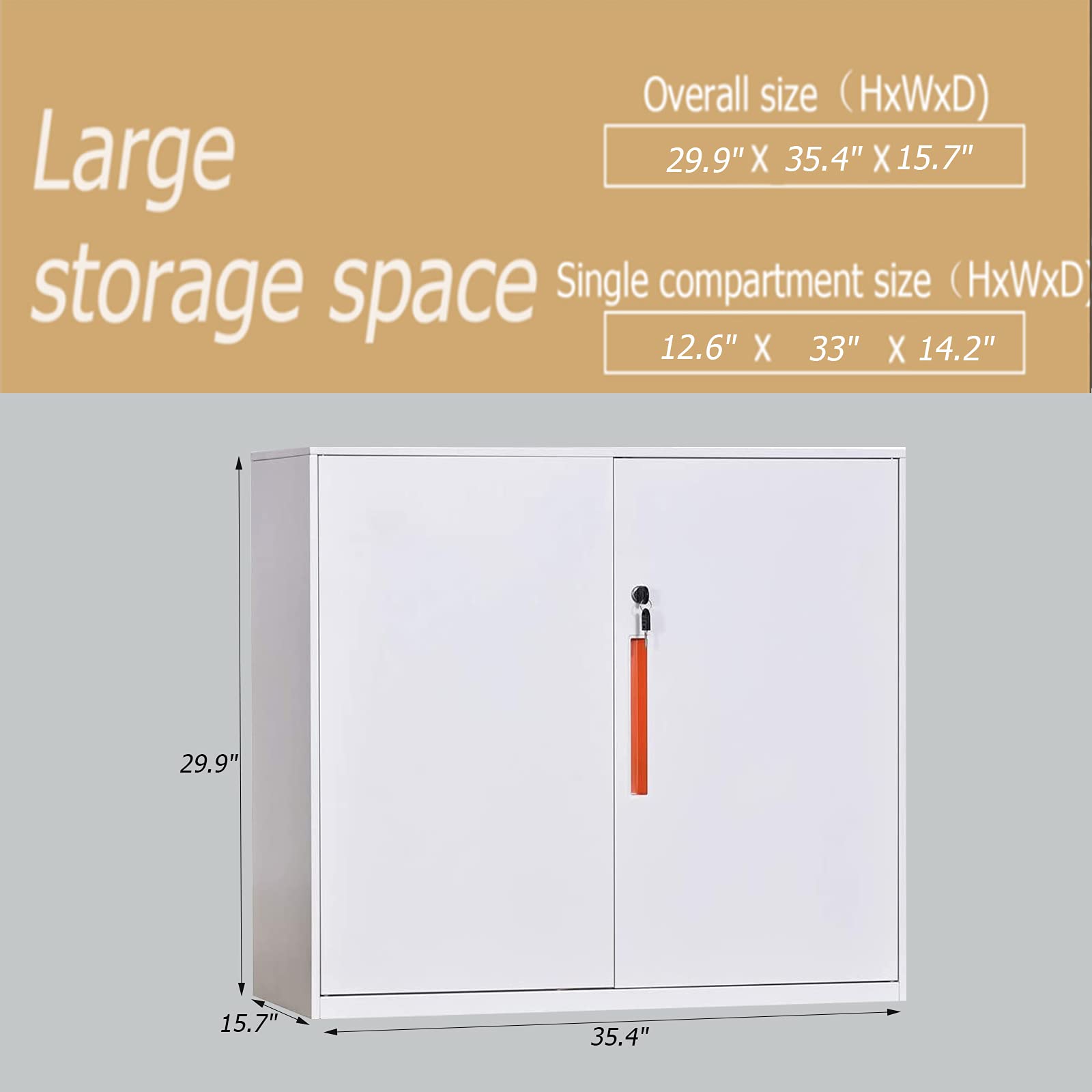Lockable Small Office File Cabinet with Adjustable Shelf - White Document Storage Cabinet for Home & Office Organization - Perfect for Files, Folders, and Office Supplies Storage