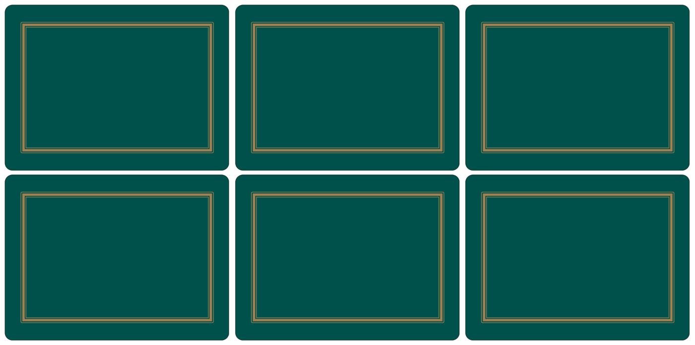 Pimpernel Classic Emerald Green Placemats Set of 6 - Elegant Table Setting for Dinner Parties, Holidays & Home Decor