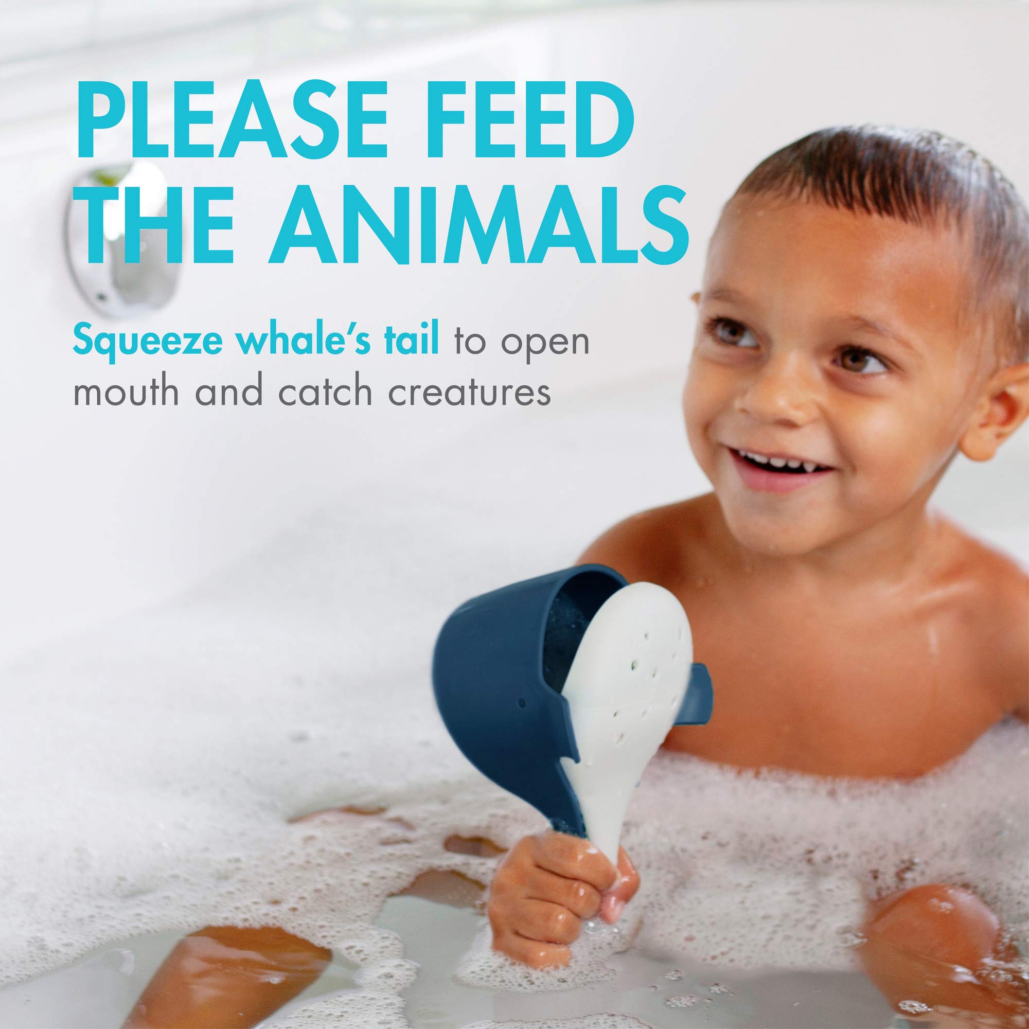 Boon Chomp Whale Bath Toy - Interactive Baby Bath Toys for Sensory Development - Fun Toddler Bath Time Toys - Best Baby Gifts & Stocking Stuffers for 1 Year Old and Up - Perfect for Water Play, Early Learning & Bathtub Fun