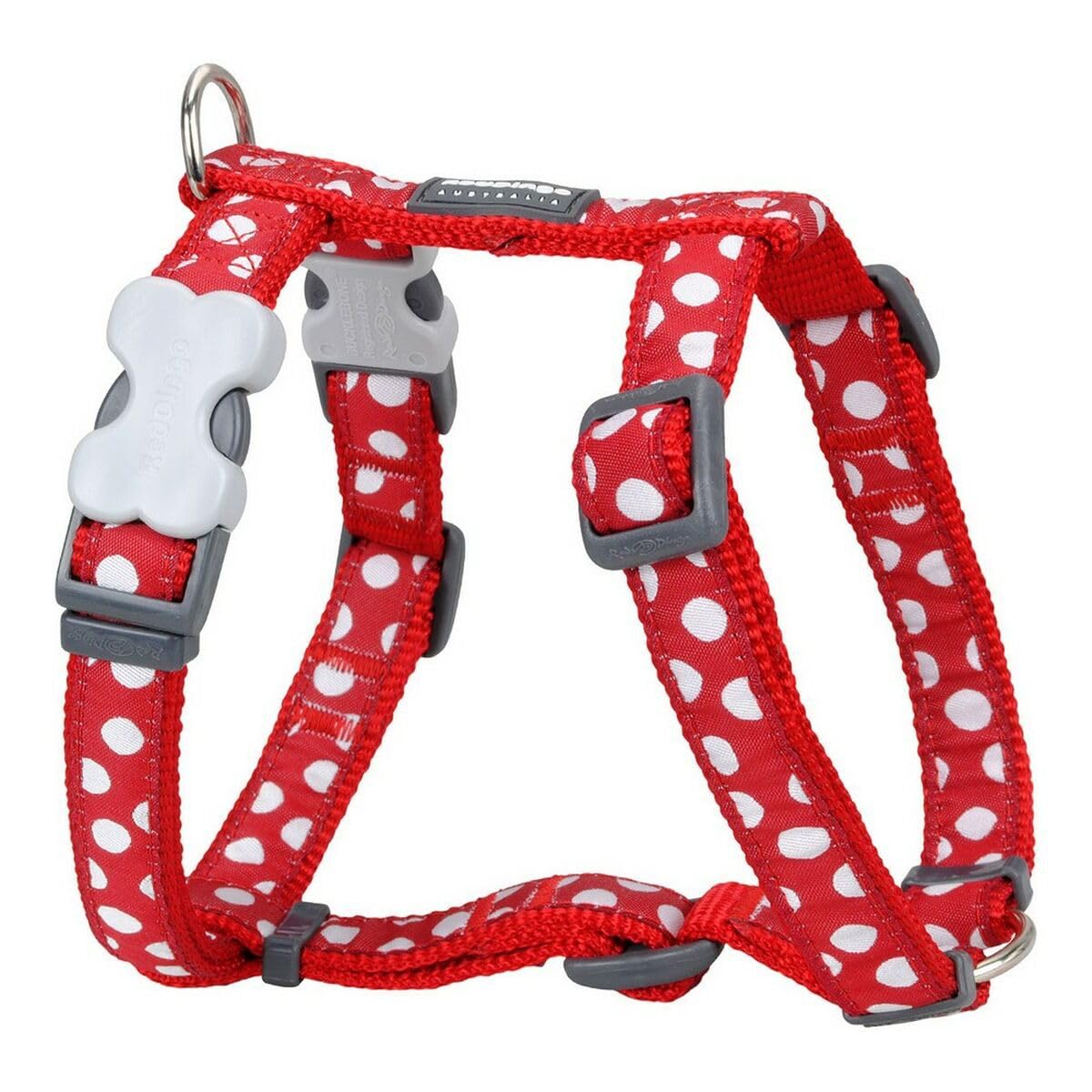 Red Dingo Classic Reflective Dog Harness - Small 15mm, White Spots on Red for Small Dogs | Adjustable Pet Vest for Walking, Running & Outdoor Adventures