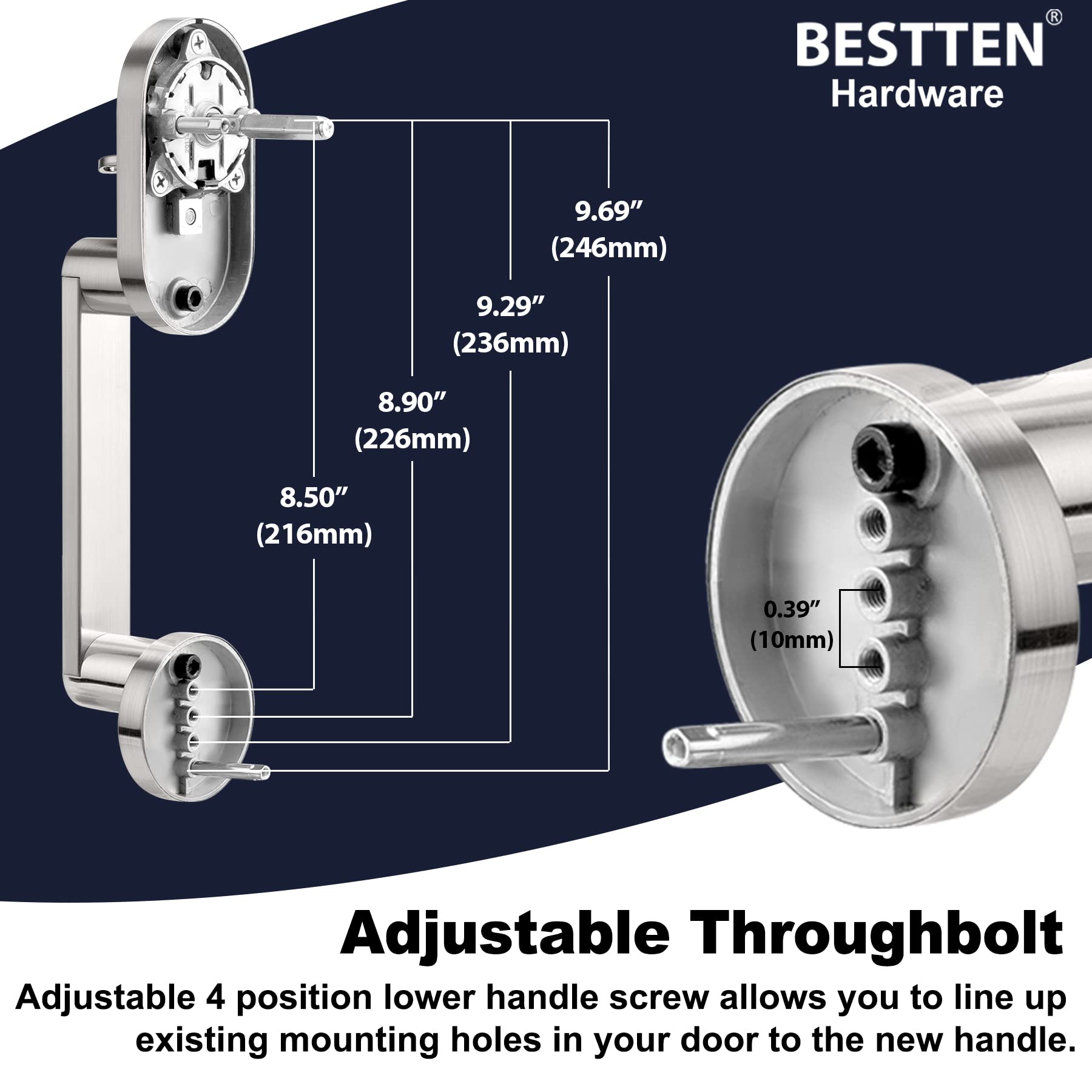 BESTTEN Heavy Duty Front Entry Door Handle Set with Single Cylinder Deadbolt Lock & Reversible Lever - Satin Nickel Finish | Secure Home & Office Door Hardware for Enhanced Safety
