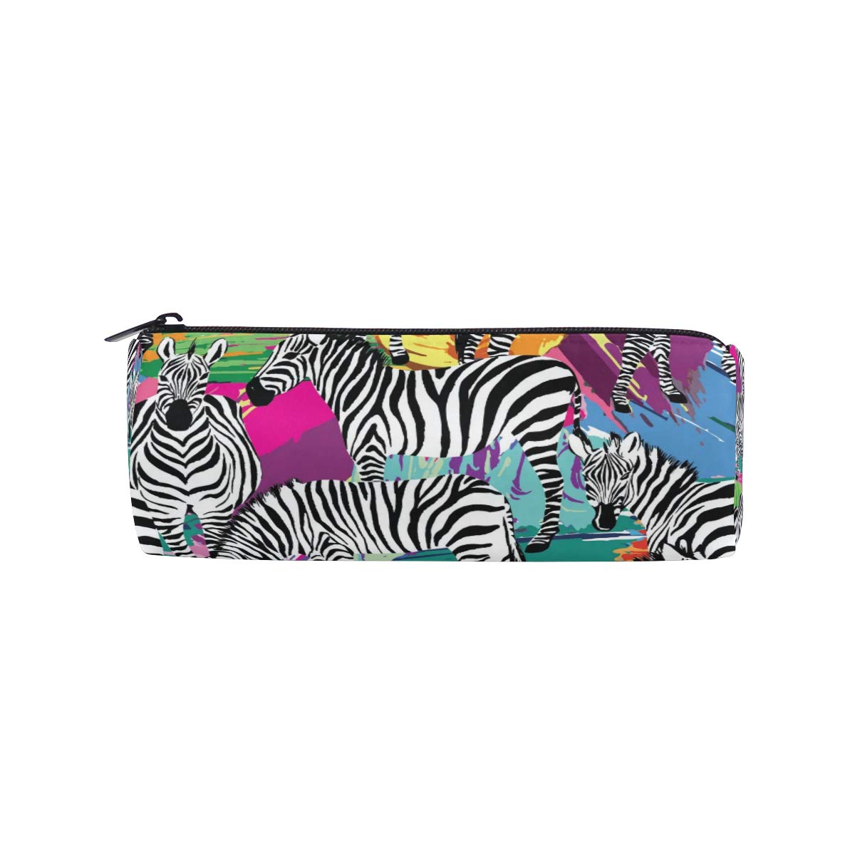 African Tropical Zebra Pattern Pencil Case - Zippered School Supplies Organizer for Students, Teens & Office Use | Perfect for Pens, Stationery & Makeup Storage | Great for School, Work & Travel Accessories