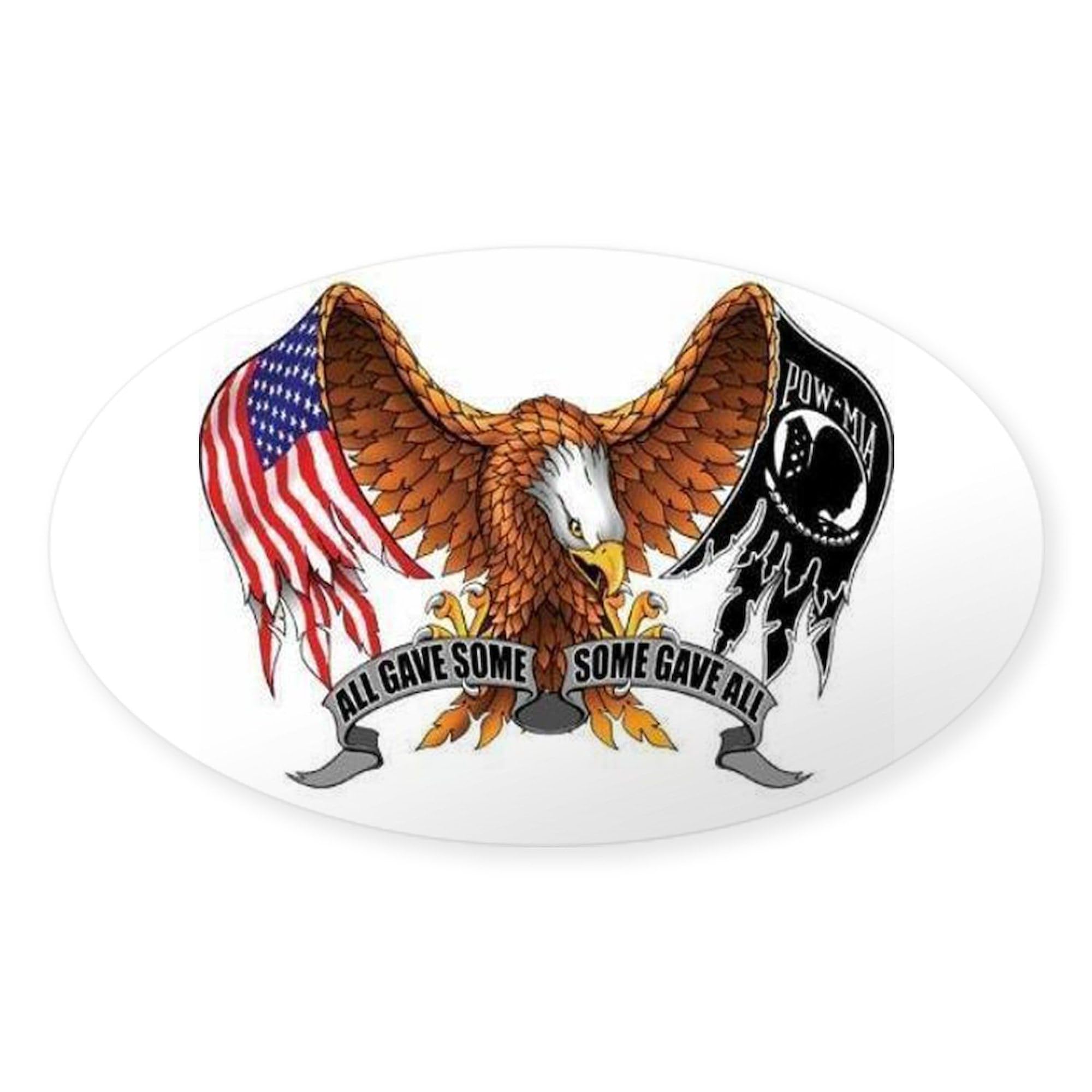 POW MIA Car Bumper Sticker - Oval Decal for Vehicles & Laptops