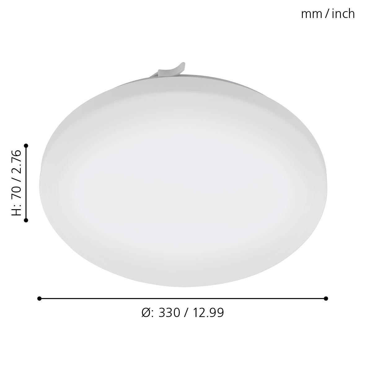 Eglo Frania IP44 LED Round Bathroom Ceiling Flush Light Fixture 33cm - Waterproof Dimmable Lighting for Bathroom, Shower & Spa Areas