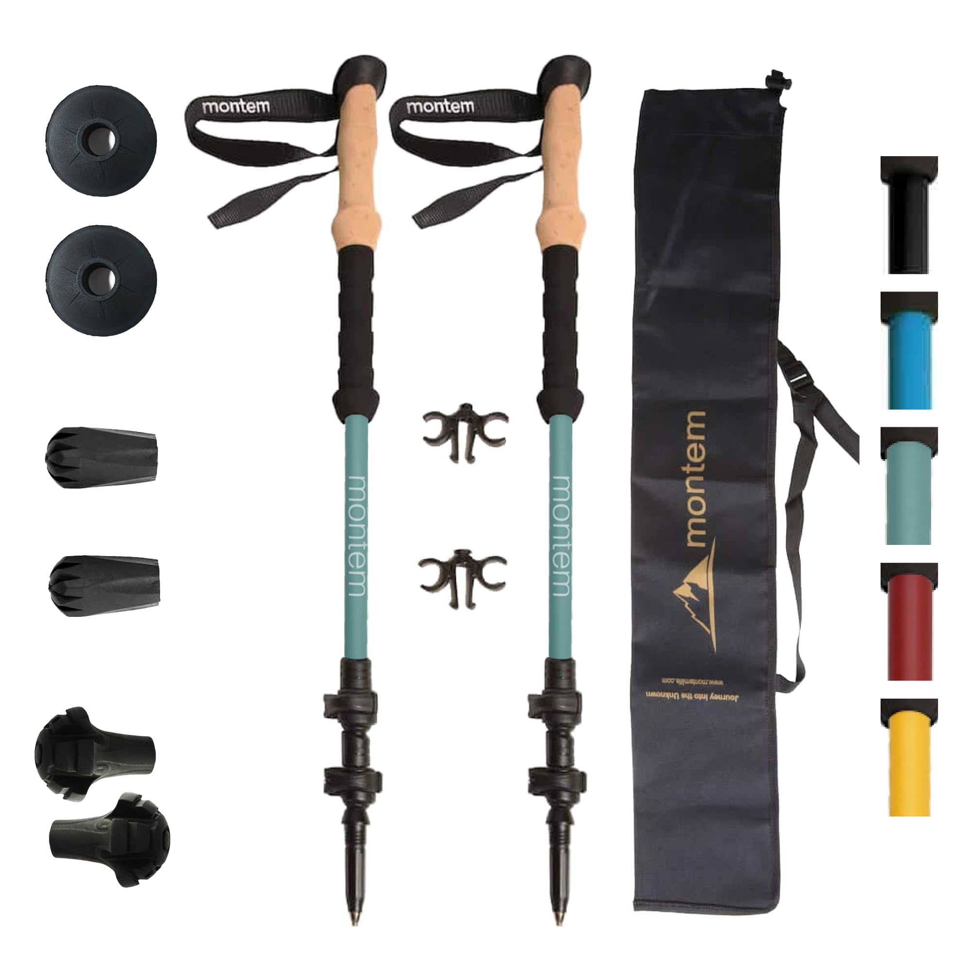 Montem Ultra Light 100% Carbon Fiber Trekking Poles - Pair of 2 | Quick Lock, Foldable & Weather-Resistant Hiking Sticks for Men & Women | Perfect for Mountain Climbing, Backpacking & Outdoor Adventures