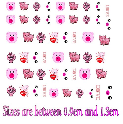 Pig Piglet Nail Art Decals - Cute Animal Nail Stickers for DIY Manicure | Perfect for Girls, Teens & Nail Art Lovers