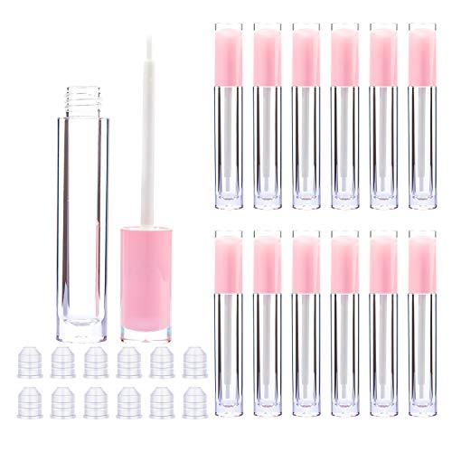 12 Pack 5ml Empty Lip Gloss Tubes with Brush Wand - Light Pink DIY Lip Gloss Containers with Rubber Stoppers for Homemade Lip Balm, Gloss & Makeup - Perfect for DIY Beauty, Travel & Gifts
