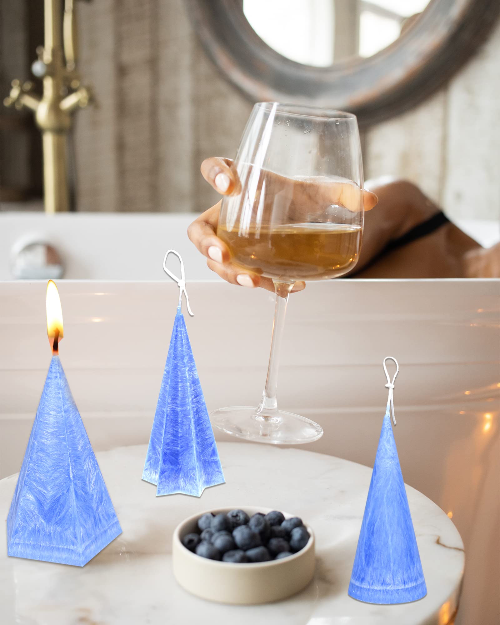 4PCS DIY Candle Making Molds Set - Pyramid, Cone, 5-Sided & 6-Sided Geometric Shapes for Handmade Soy Wax Candles | Perfect for Home Decor, Wedding Centerpieces & Relaxing Aromatherapy