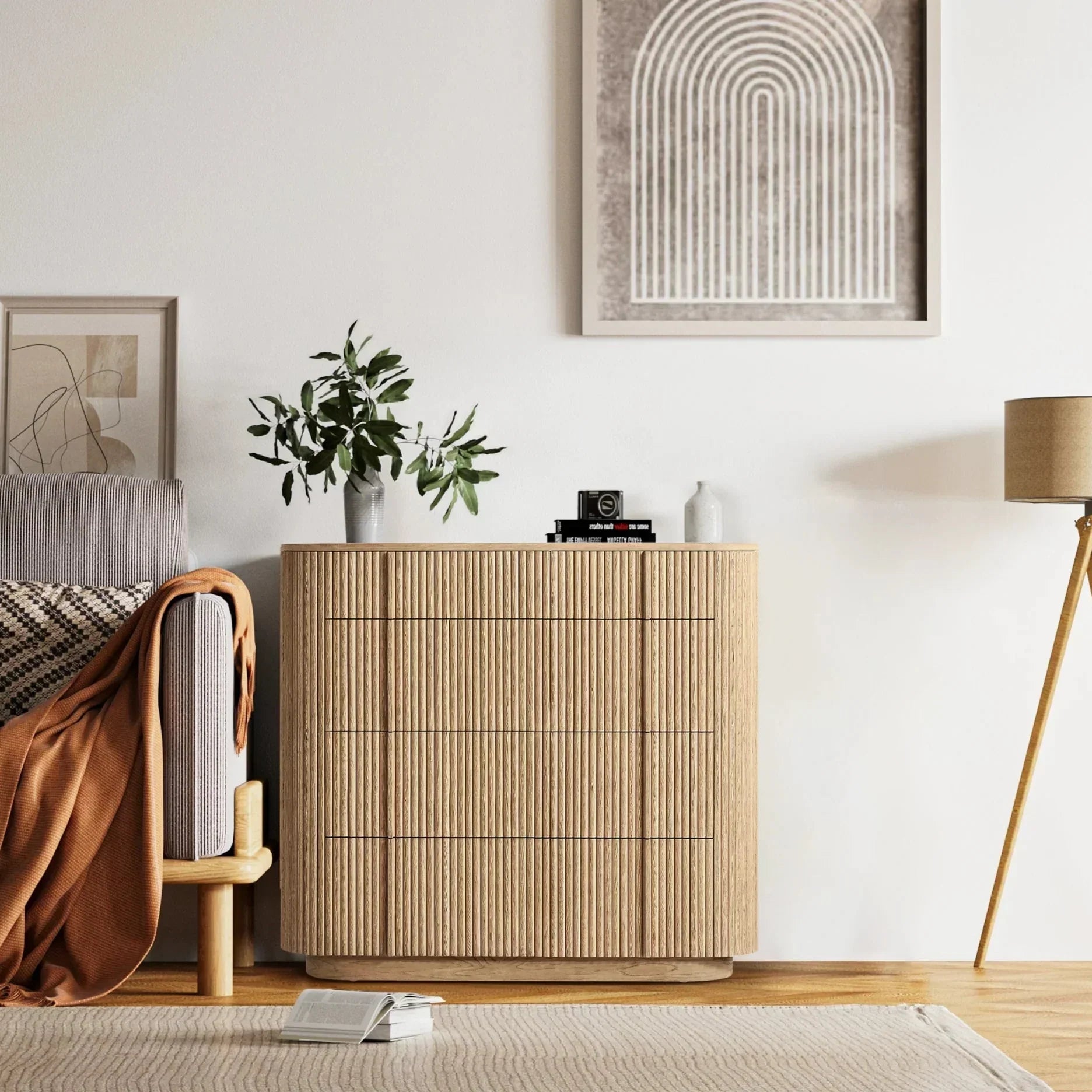 Mulholland Modern 5-Drawer Dresser - Stylish Wooden Cabinet for Bedroom Storage & Organization - Perfect for Home, Office, or Dorm Room Decor