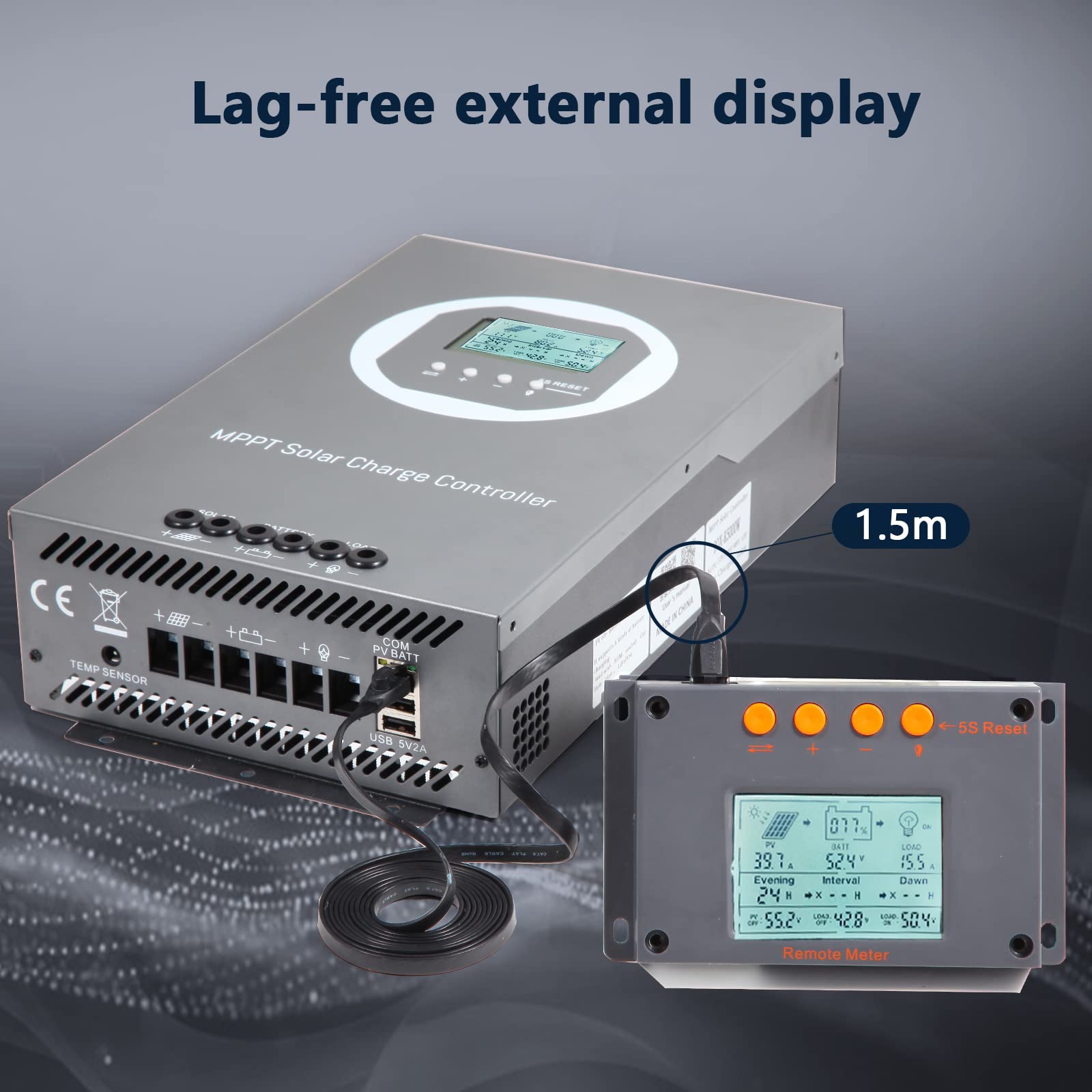 100A MPPT Solar Charge Controller 12V/24V/36V/48V Auto, 150V Max PV Input, 5000W Power - Compatible with AGM/Gel/Flooded/Lithium Batteries - Perfect for Off-Grid Solar Systems, RV, Marine, and Home Energy Storage