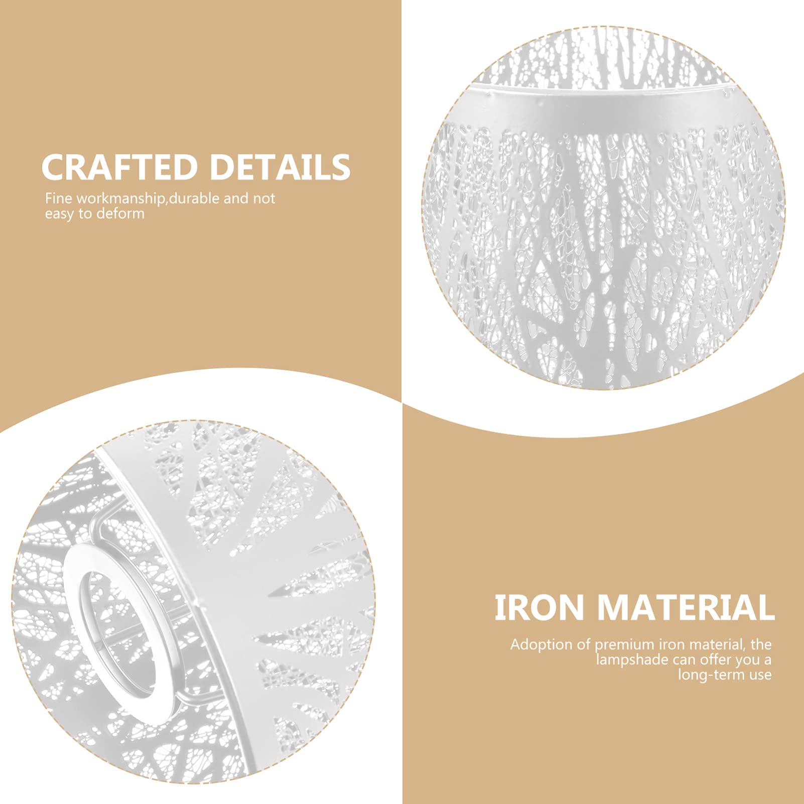 Lurrose Modern Metal Drum Lampshade - E27 Barrel Lamp Cover with Tree Shadow Design for Bedroom, Table & Floor Lighting - White Chandelier Style Shade (Perfect for Living Room Decor, Reading Nook & Cozy Ambiance)