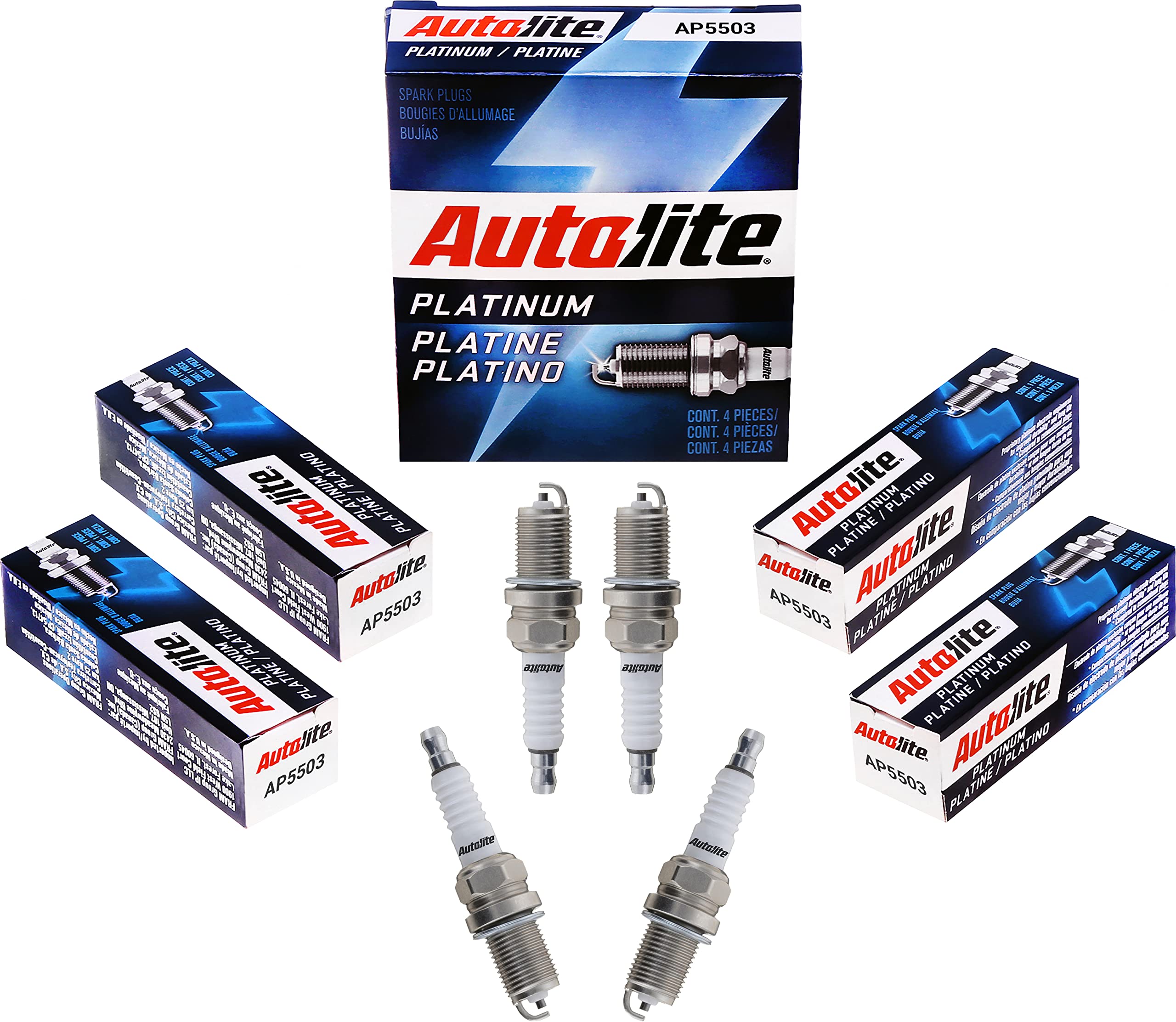 Autolite Platinum AP5503 Spark Plugs - 4 Pack | High Performance Iridium Replacement for Cars, Trucks & SUVs | Improves Fuel Efficiency & Engine Power | Ideal for Daily Commuting & Long Road Trips