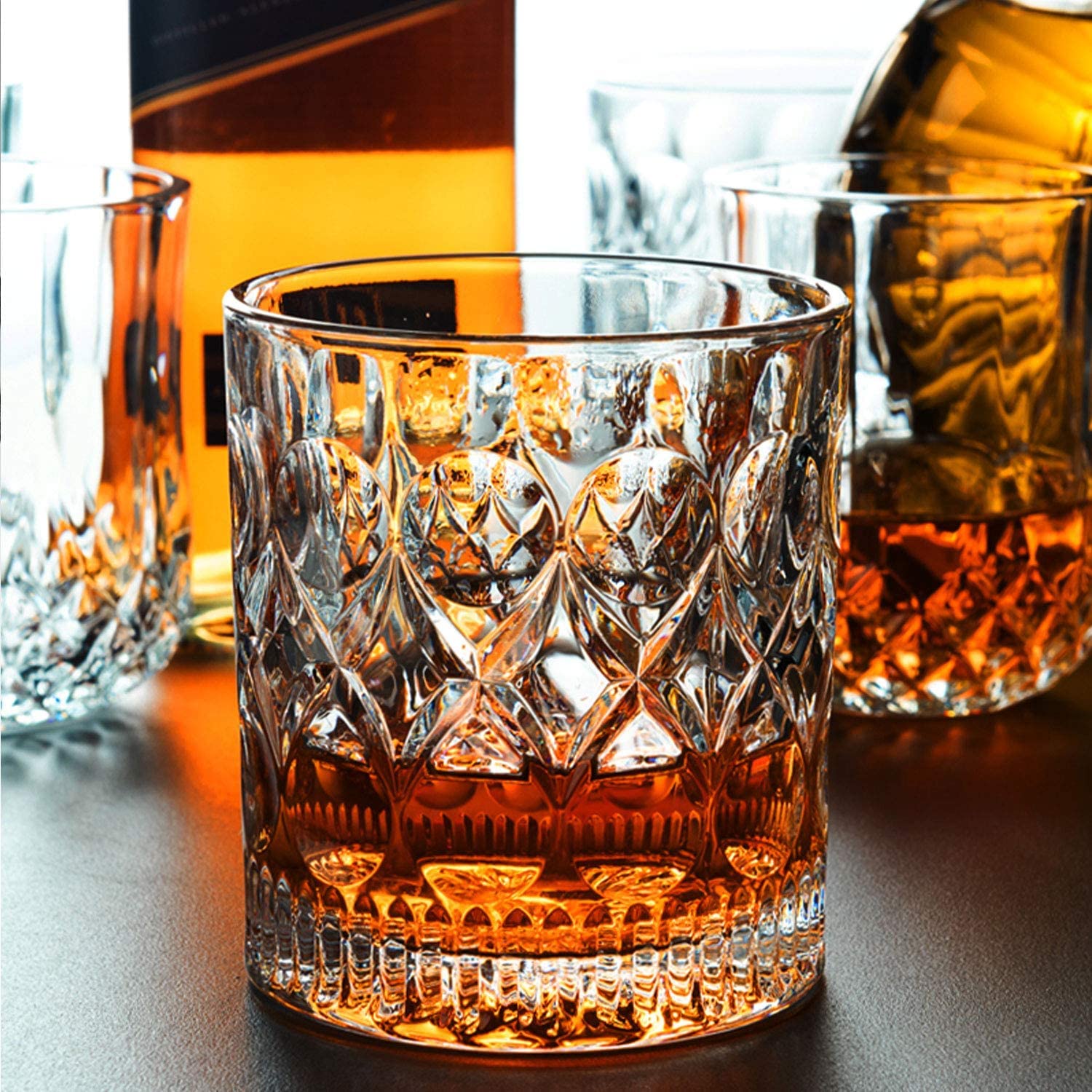 Premium DOMINGO HUB® Whiskey Glasses Set of 2 - 300ml Thick Bottom Old Fashioned Bar Glasses for Scotch, Bourbon, Brandy & Cocktails - Ideal Gift for Whiskey Lovers & Home Bar Enthusiasts - Perfect for Entertaining, Relaxing & Special Occasions