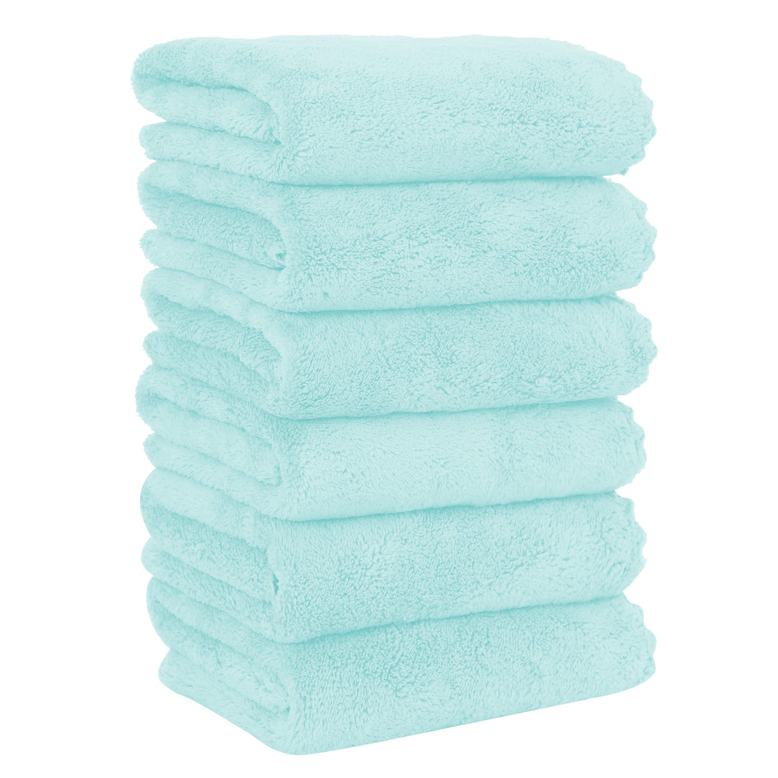 MOONQUEEN 6 Pack Premium Microfiber Hand Towels - Ultra Absorbent & Quick Drying Coral Velvet Bath Towels (16x28 Inches, Frozen Blue) - Perfect for Hotel, Bathroom, Shower, Spa & Gym Use