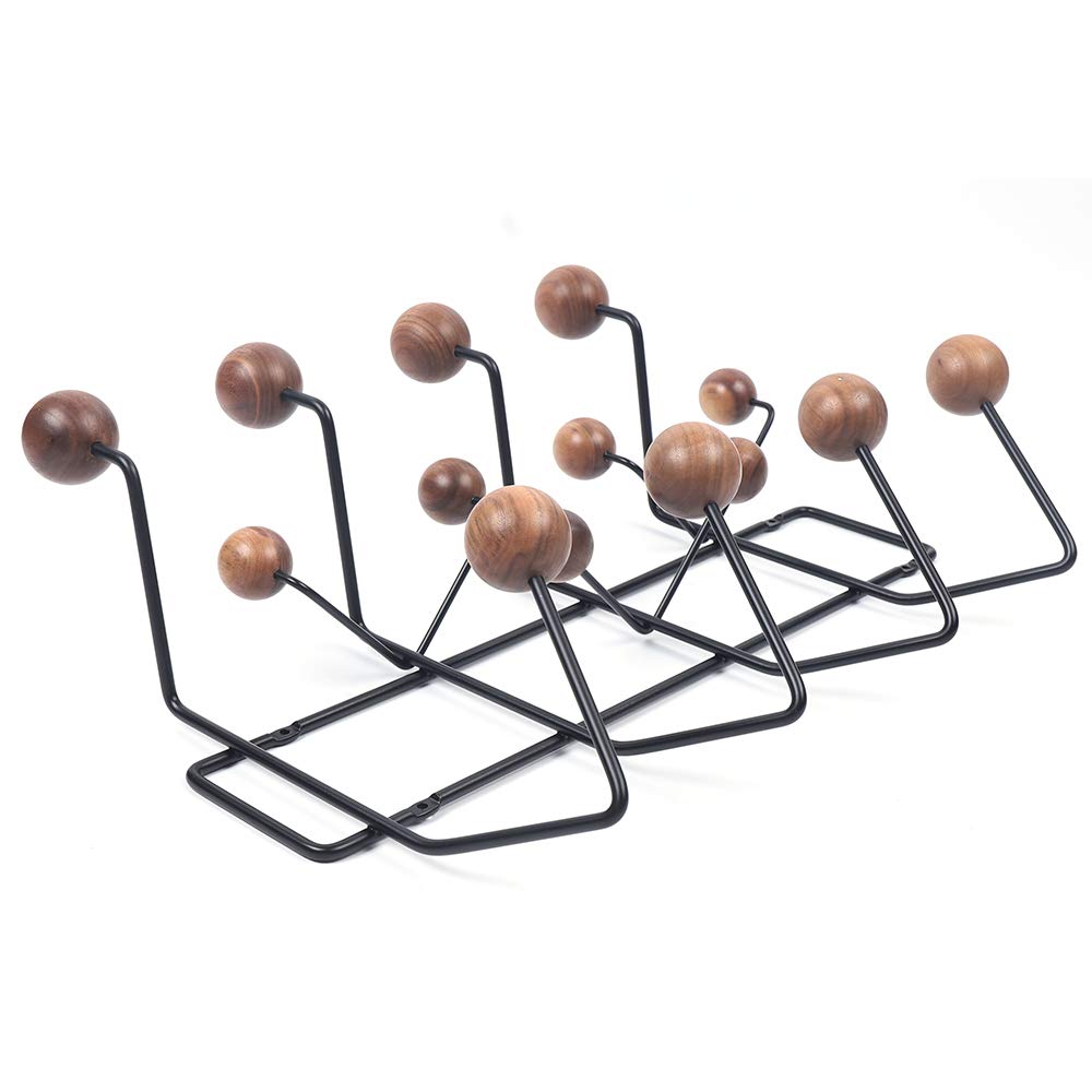 DYRABREST Wall Mounted Coat Rack with 5 Solid Walnut Wooden Hooks - Space Saving Entryway Organizer for Hallway, Bathroom, Living Room & Bedroom - Perfect for Hanging Coats, Hats, Bags, Towels and Scarves