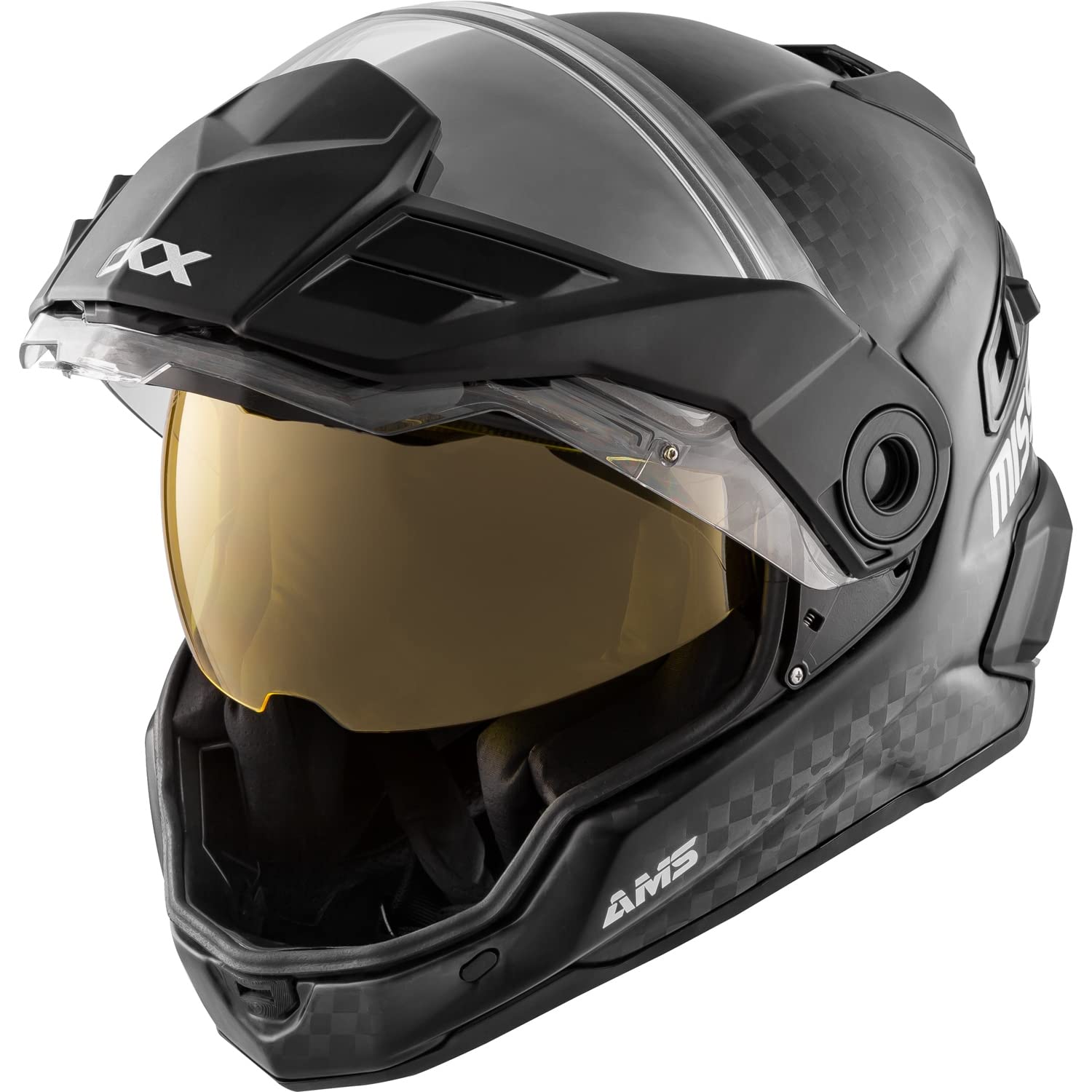 CKX Mission Full Face Snowmobile Helmet - Carbon Solid Electric Double Shield for Extreme Cold Weather Riding & Safety Protection