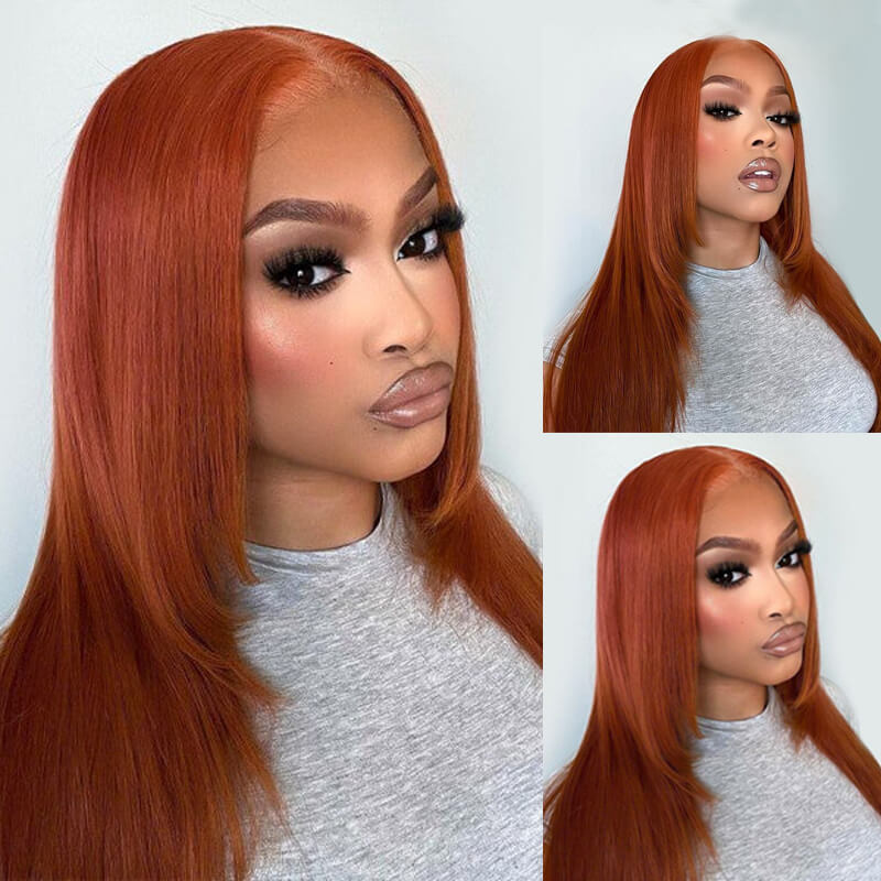 Burnt Orange Straight Layered Cut