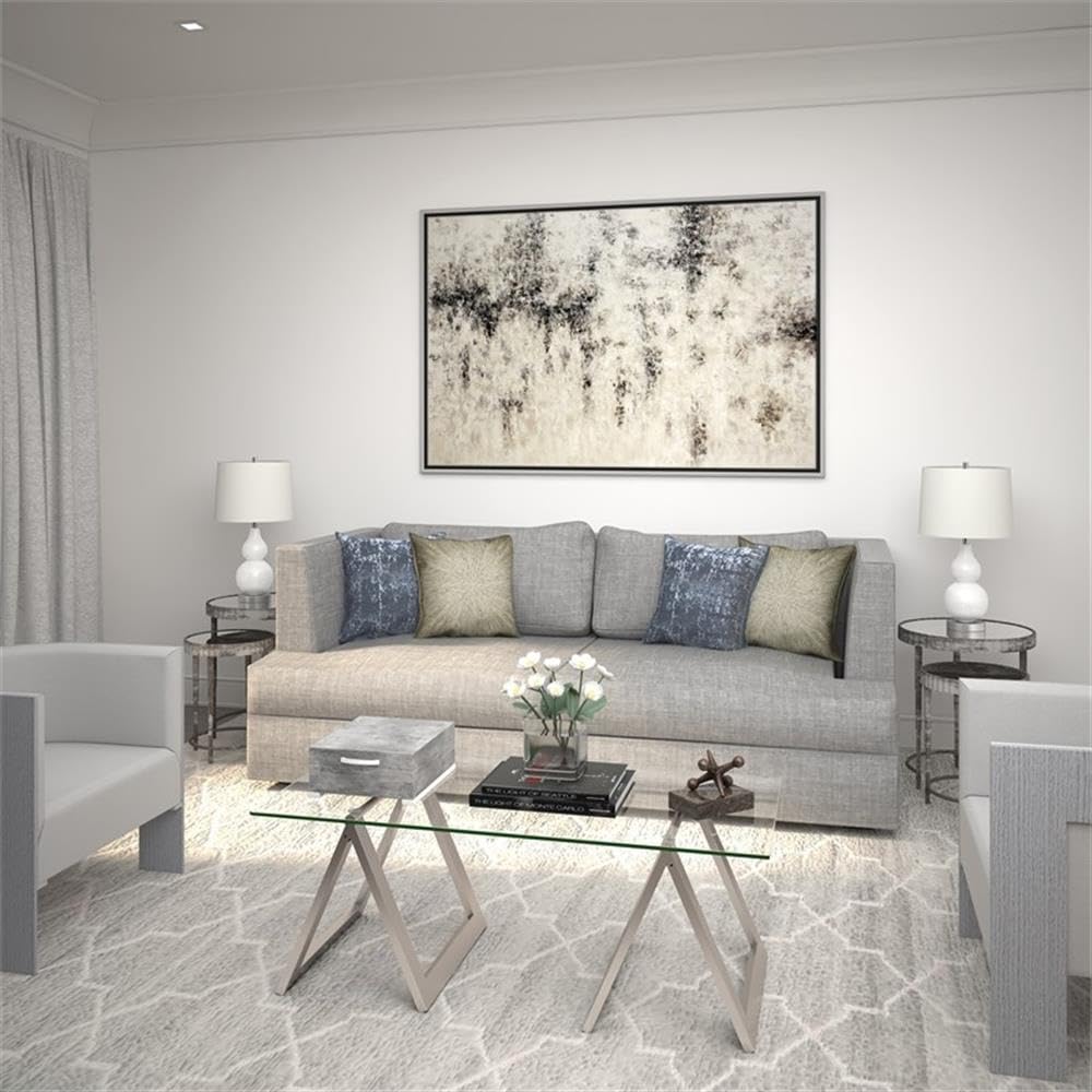 Pemberly Row Metal Nickel Gray Sawhorse Leg Coffee Table - Industrial Style Living Room Furniture for Home Decor