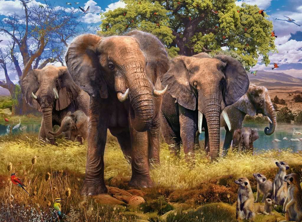 Ravensburger 500-Piece Adult Jigsaw Puzzle - Elephant Family - Premium Quality Puzzle for Adults & Teens - Perfect for Family Game Night & Relaxation