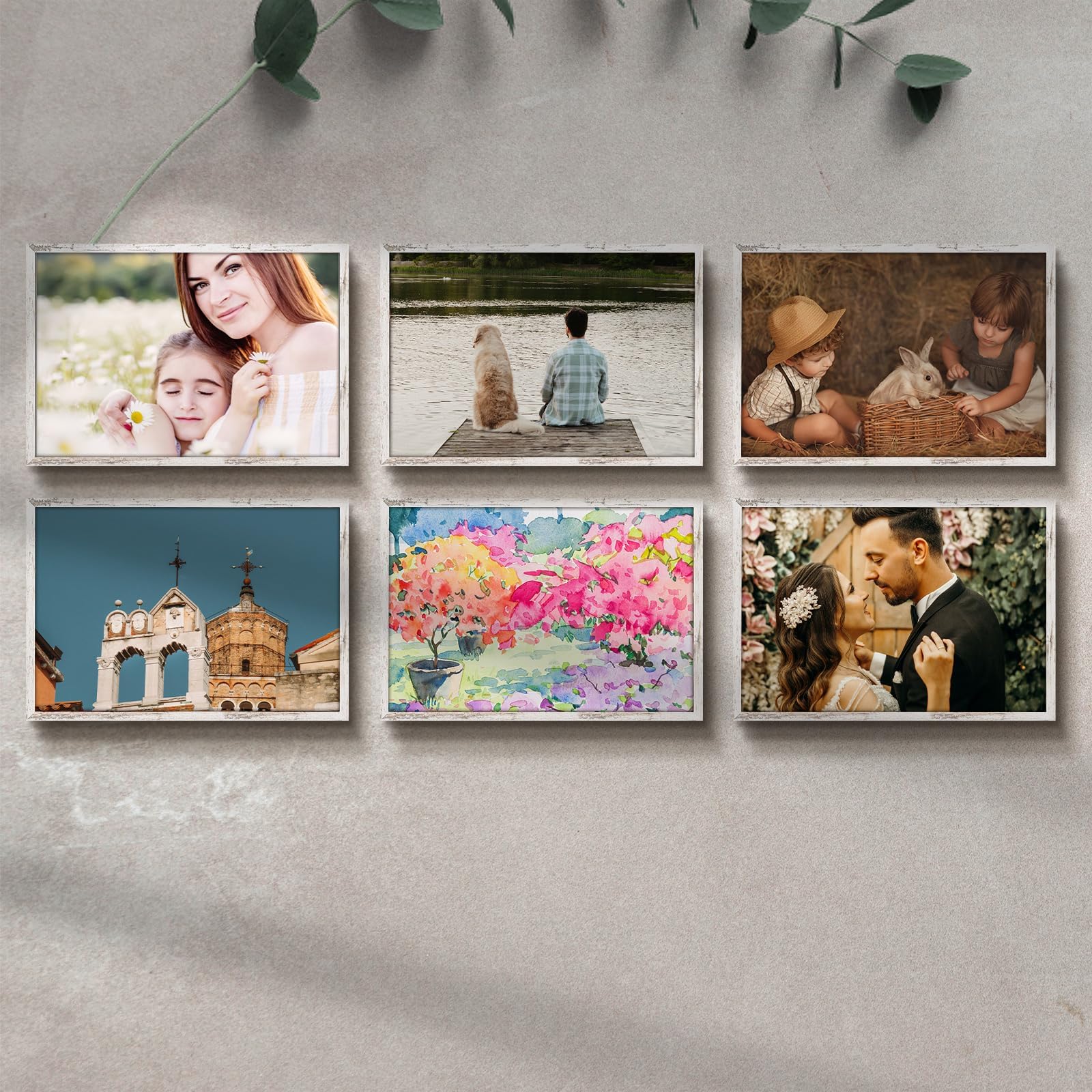 Golden State Art 16x20 Picture Frame - Wood Grain Rustic Style Wall Frame with Wide Molding & Back Hangers - Perfect for Baby Photos, Wedding Portraits, Family Pictures & Home Decor (White, 2 Pack) - Ideal for Living Room, Bedroom & Office Display