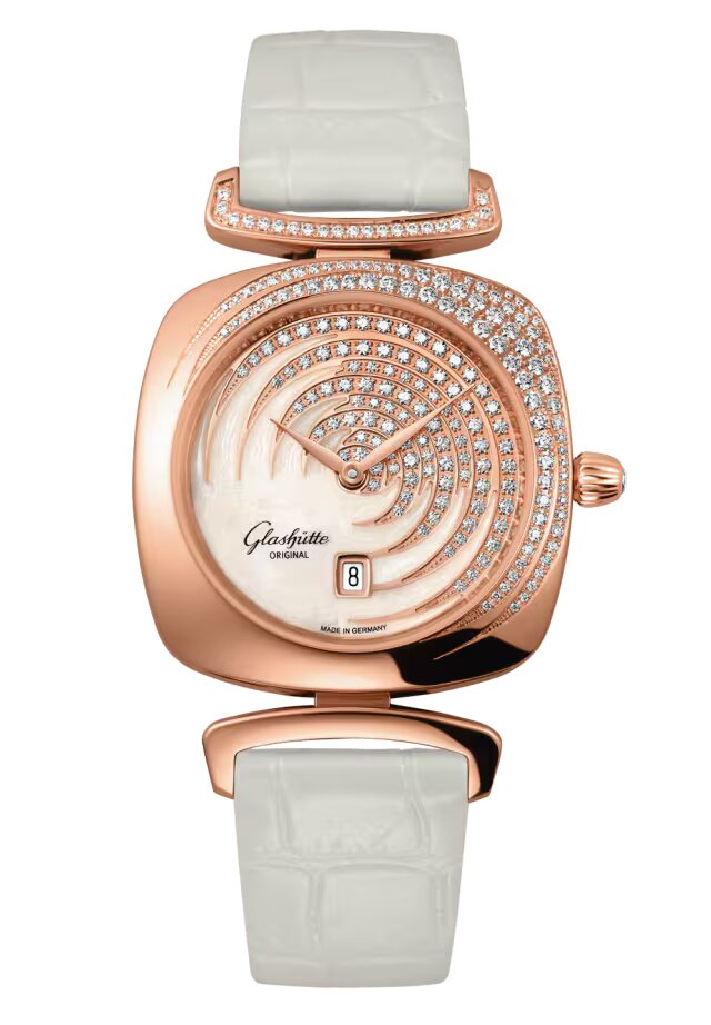 Glashutte Original Lady Pavonia Date 18K Rose Gold Diamond Watch for Women | Luxury Dress Watch for Formal Events & Special Occasions