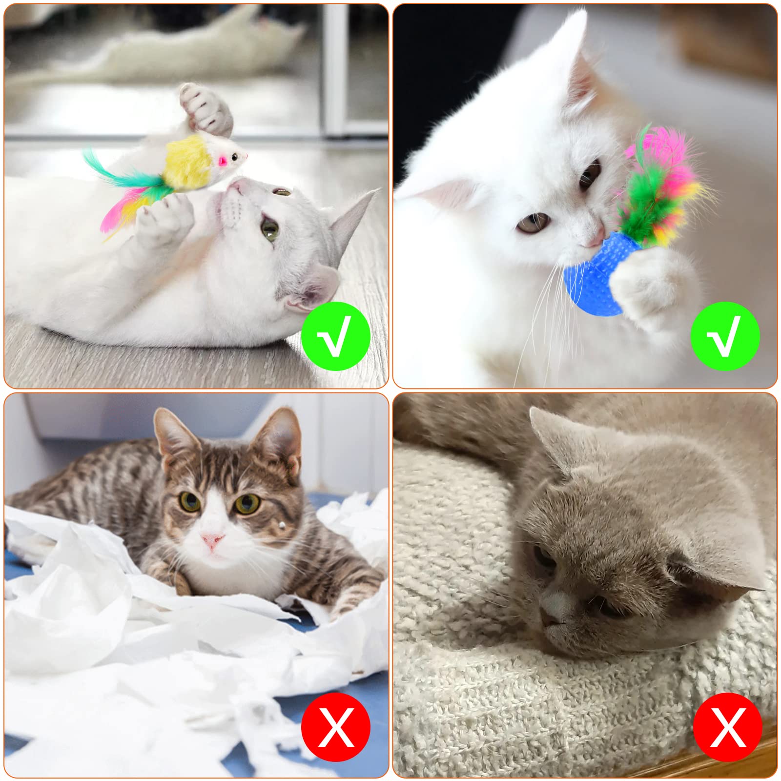 **32-Piece Cat Toys Set - Interactive Kitten Toys with Feather Teaser, Sisal Mice, Bell Balls & Crinkle Balls - Fun Indoor Play for Cats & Kittens - Perfect for Exercise & Bonding**