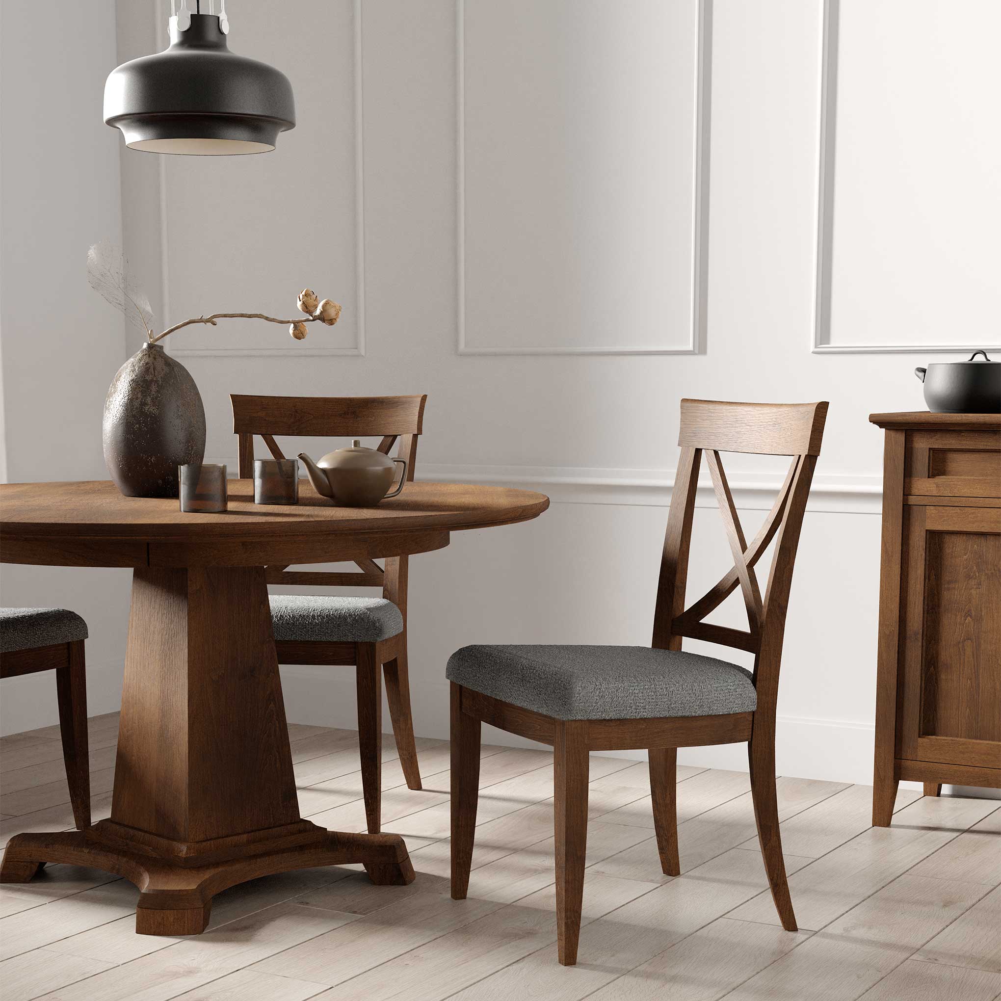 54 Inch Round Dining Table - Solid Wood Modern Kitchen Table for 6-8 People - Perfect for Family Gatherings & Dinner Parties