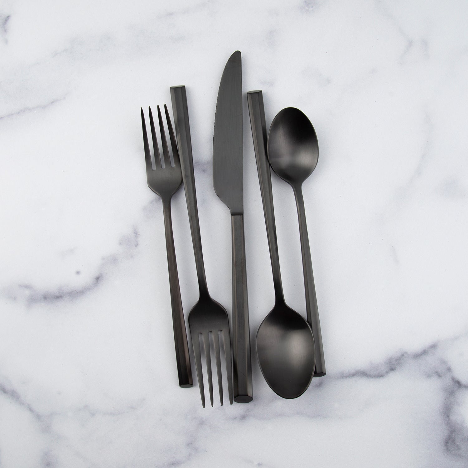Isobel Black Satin 20-Piece Flatware Set - Elegant Stainless Steel Cutlery for Fine Dining, Wedding Gifts & Formal Dinner Parties