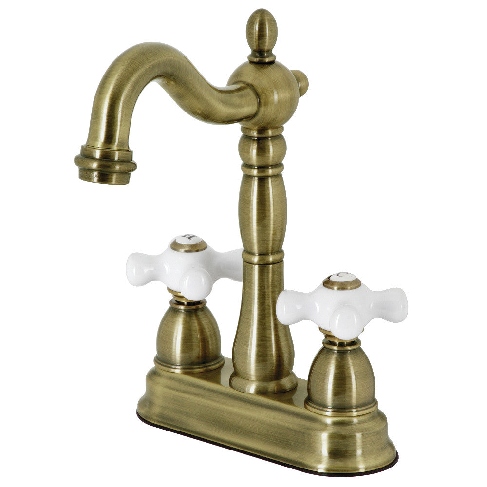 Kingston Brass KB1492PX Heritage Two Handle Bar Faucet - Vintage Style Brass Sink Faucet for Kitchen & Bar | Perfect for Farmhouse, Commercial, and Restaurant Use