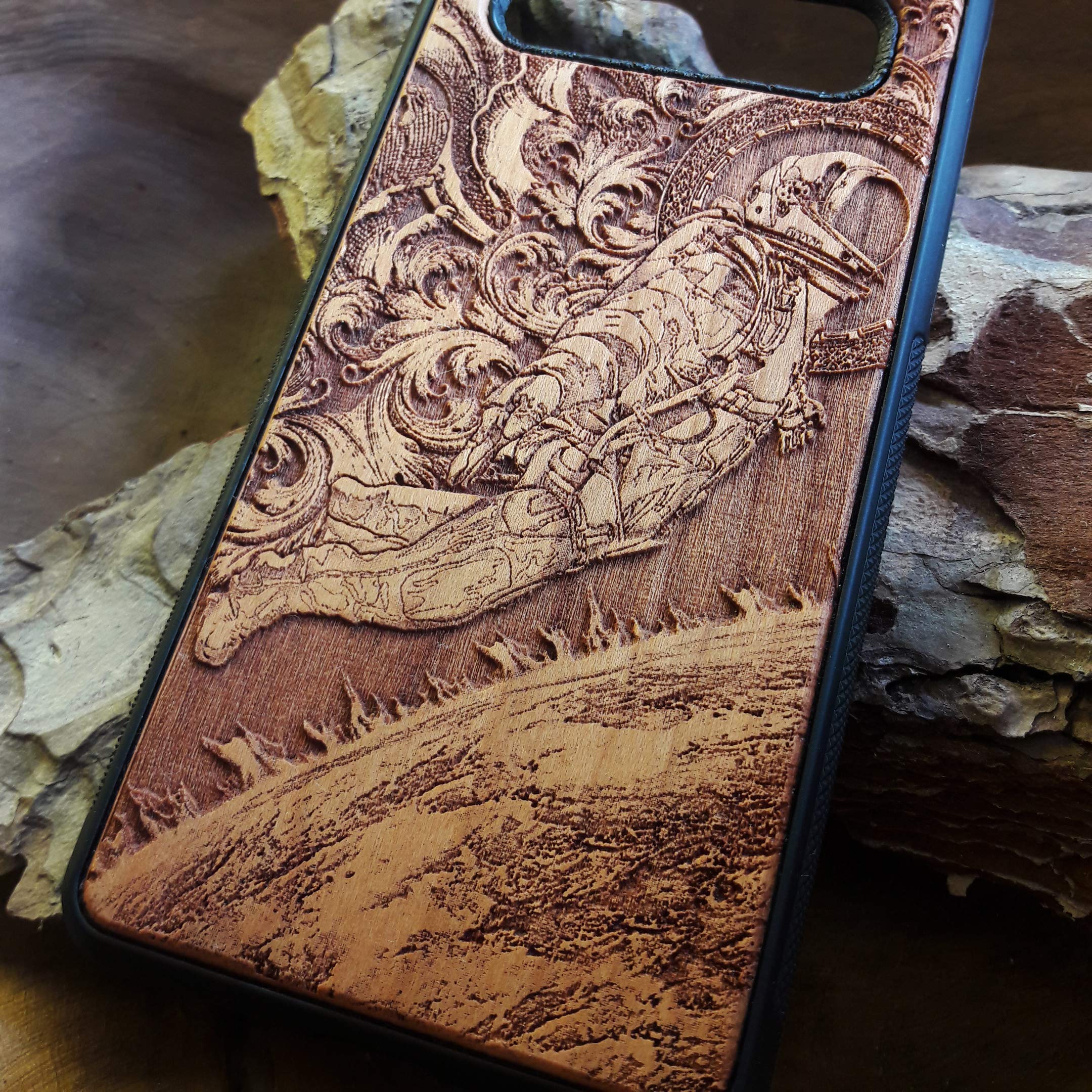 Custom Laser Engraved Astronaut Wooden Phone Case for iPhone 16/15/14/13/12/11 Pro Max Mini & Galaxy S25/S24/S23/S22/S21/S20 Ultra Plus - Eco-Friendly Slim Durable Wood Cover - Perfect for Space Enthusiasts & Tech Lovers