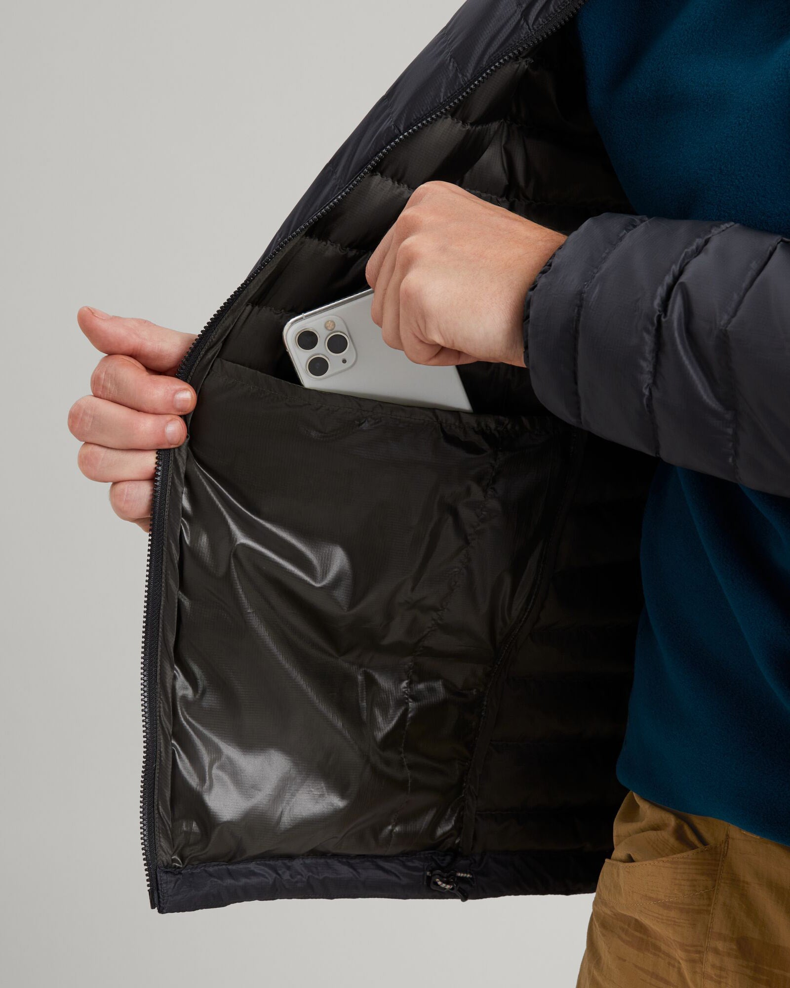 Men's Heli R Down Jacket - Lightweight Warm Winter Coat, Waterproof & Windproof, Black Stingray Color - Perfect for Skiing, Hiking & Outdoor Adventures