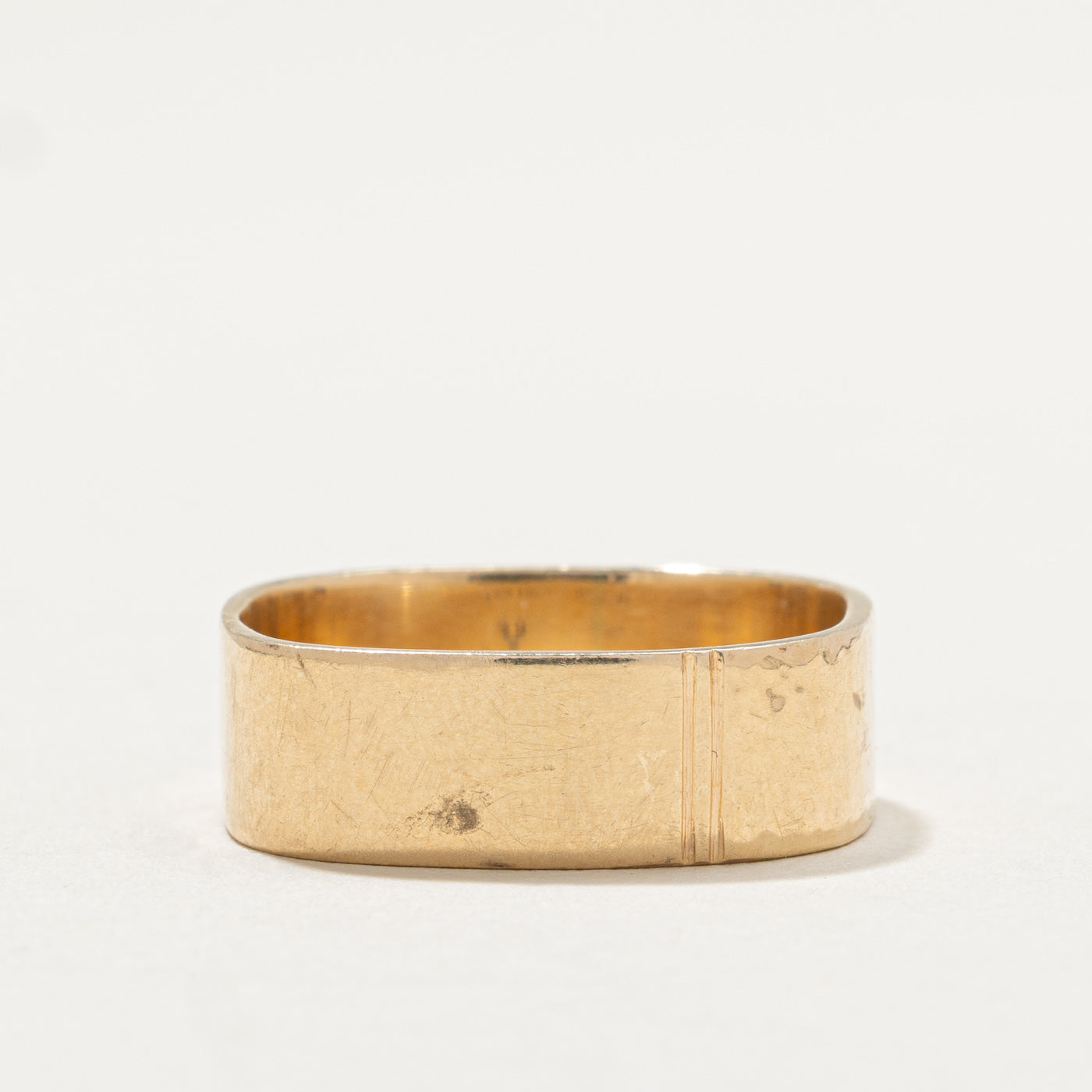 10K Yellow Gold Hammered Soft Square Band Ring - 6.8mm Wide - Size 10 - Perfect for Weddings, Anniversaries & Everyday Elegance