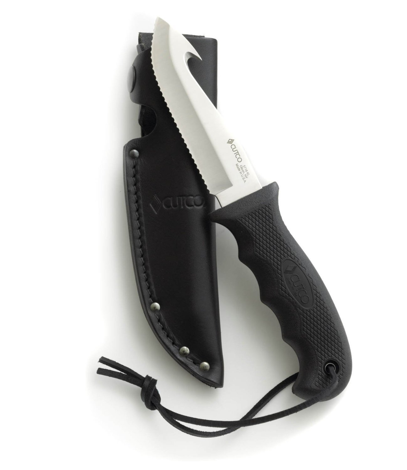 CUTCO #5717BK Gut Hook Hunting Knife with Leather Sheath - Premium Outdoor Knife for Hunting, Camping & Survival Gear