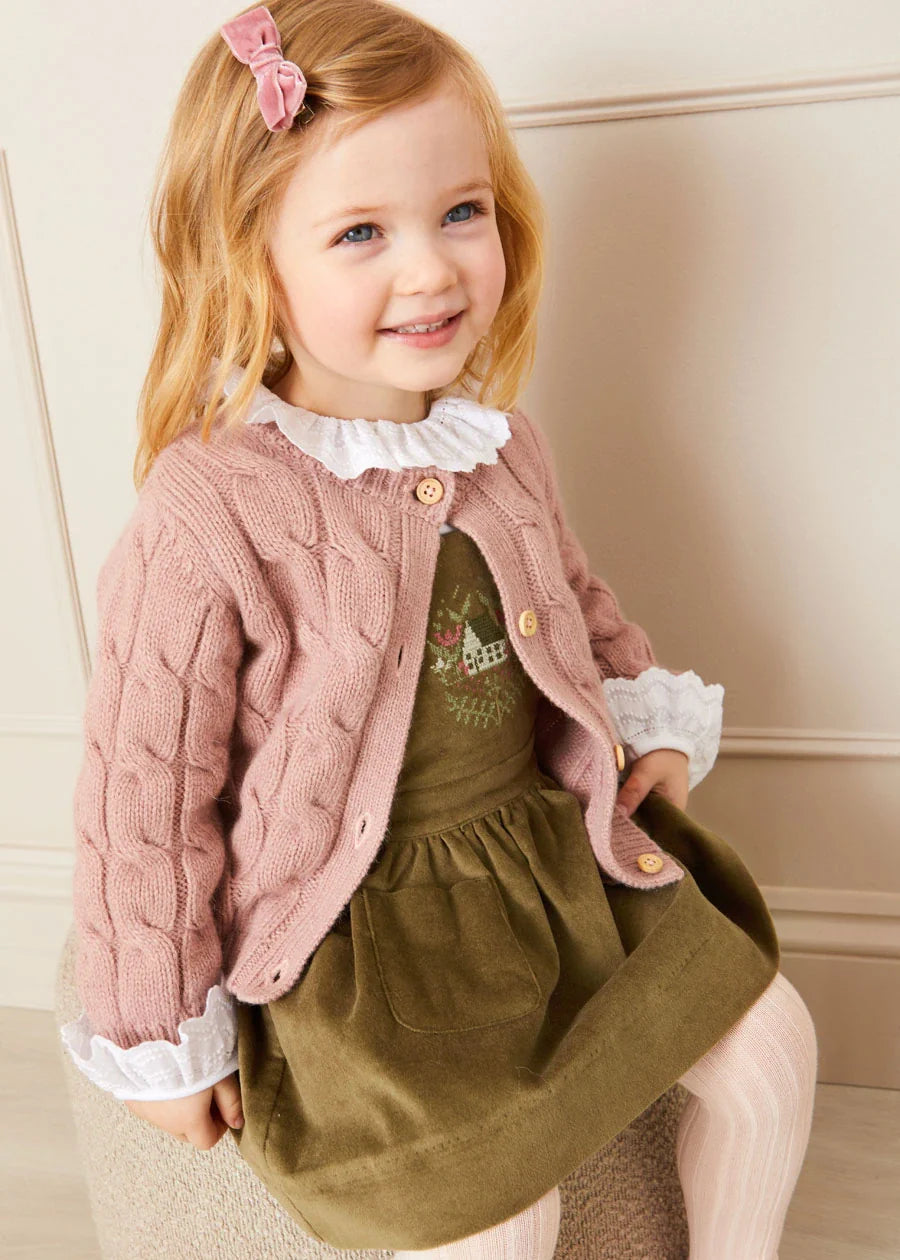 Green Velvet Embroidered Skirt for Baby Girls - Elegant Party Dress for Holidays, Photos & Special Occasions