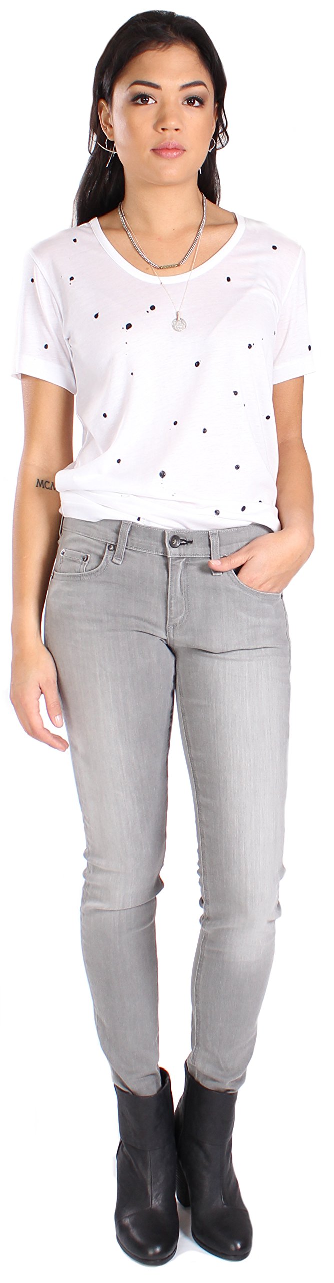 rag & bone Dre Jean in Aged Grey - Women's High-Rise Skinny Jeans (Size 25) | Distressed Denim Pants for Casual Wear & Night Out