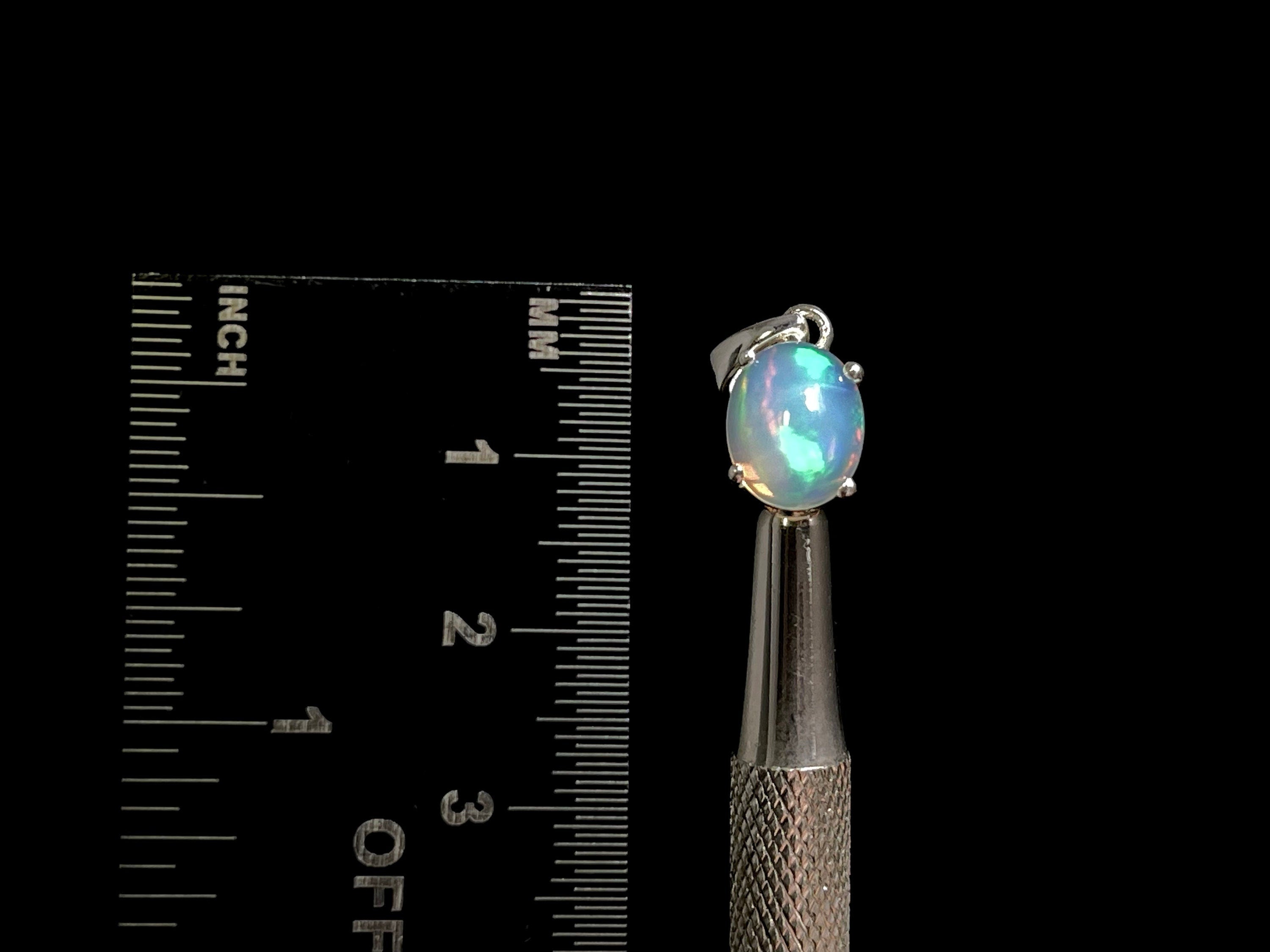 Sterling Silver Opal Pendant Necklace - 8x10mm Oval Welo Opal Cabochon Birthstone Jewelry for Women | Perfect Gift for Birthday, Anniversary & Special Occasions