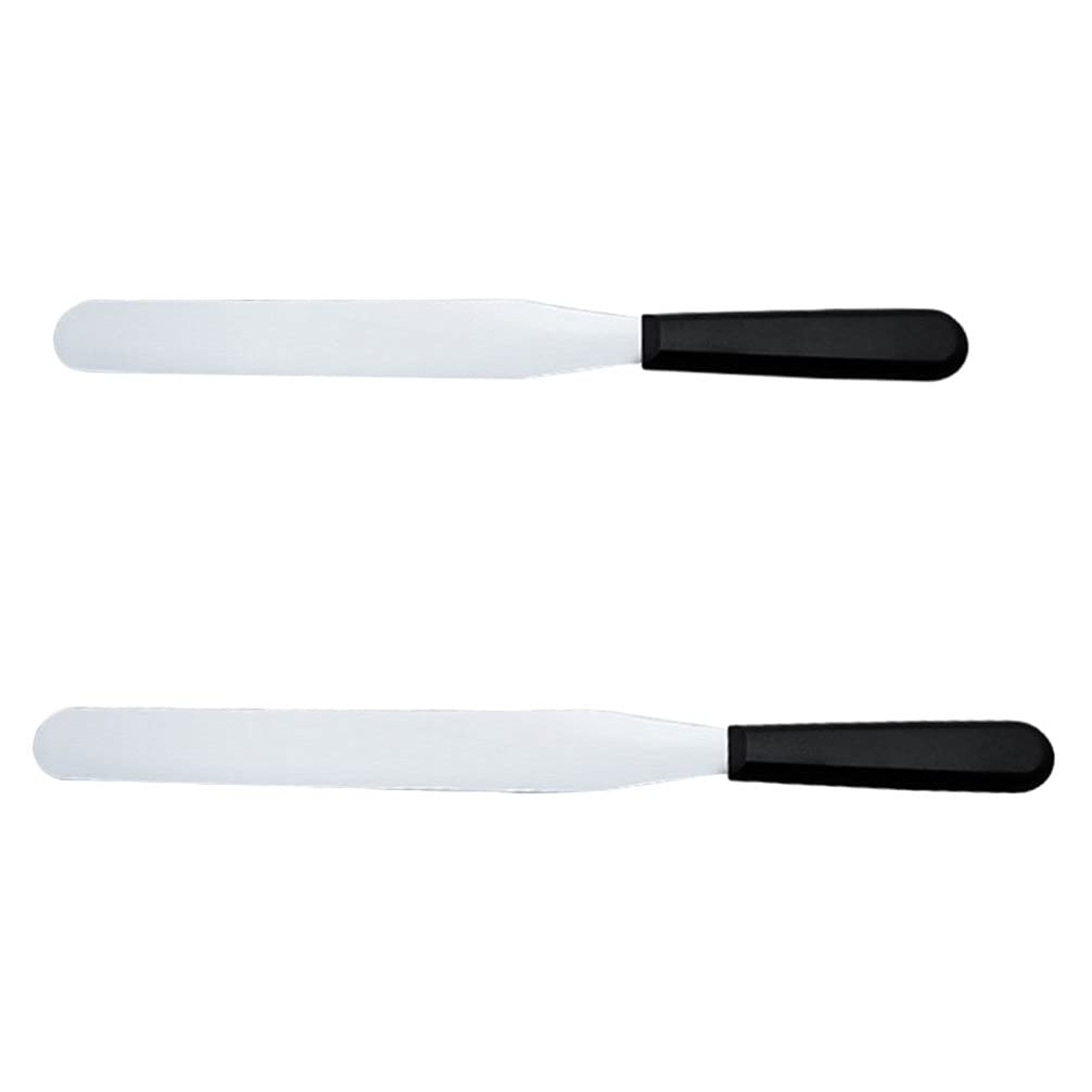 DOITOOL 2-Piece Stainless Steel Cake Spatula Set - Metal Icing Spreader with Plastic Handle for Baking, Cake Decorating, Buttercream Frosting & Cheese Spreading - Perfect for Home Bakers & Professional Kitchen Use