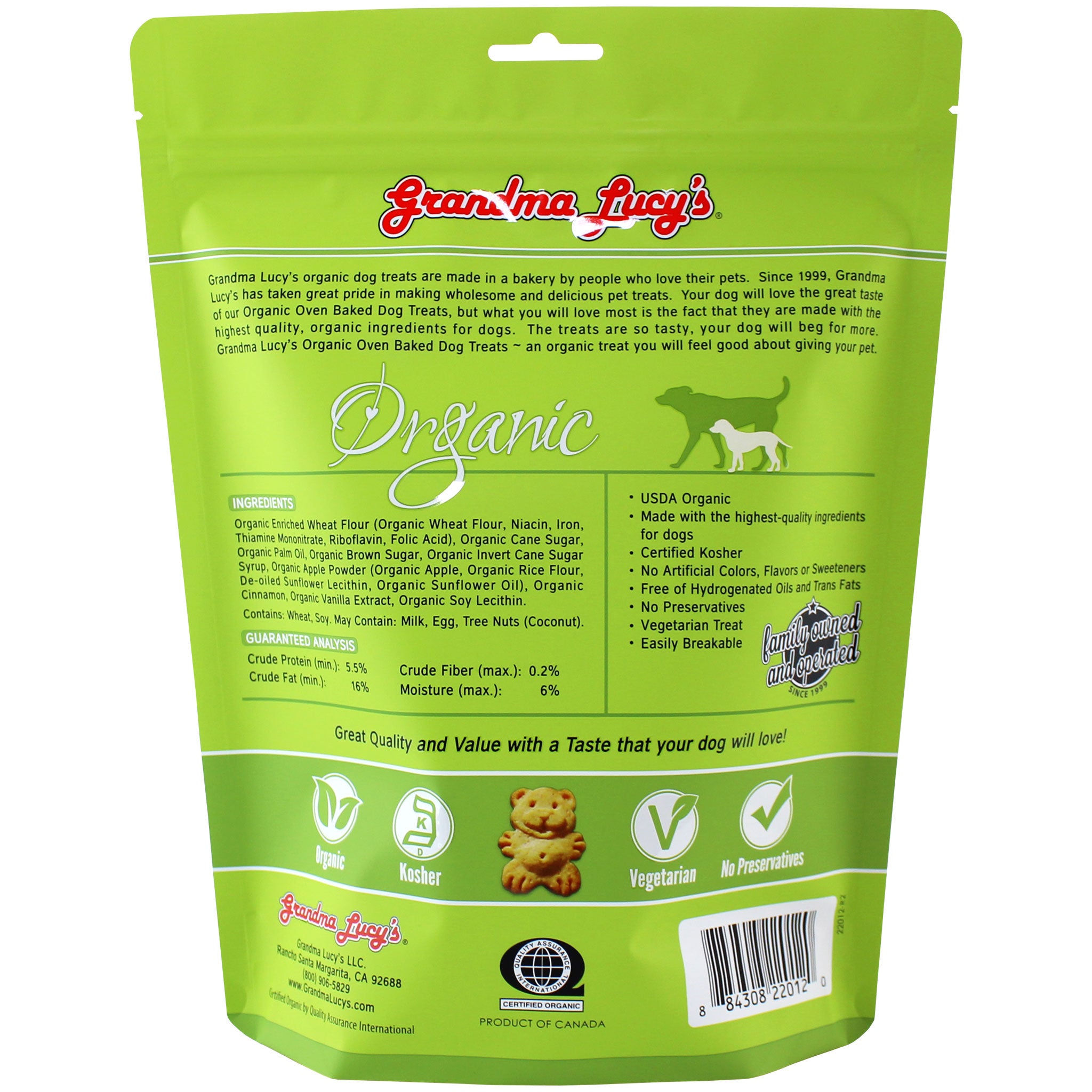 Grandma Lucy's Organic Apple Oven Baked Dog Treats - 14oz | All-Natural Healthy Snacks for Small & Large Dogs | Perfect for Training Rewards & Daily Treats