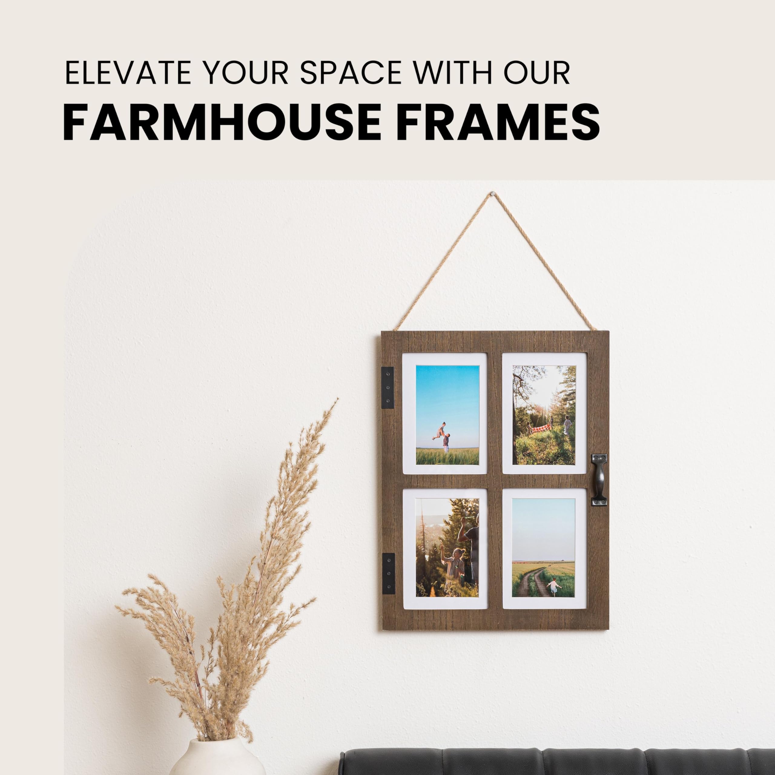 GLM 5x7 Picture Frame Collage with 4 Photos - Black Multi Photo Frame for 4x6 & 5x7 Pictures - Perfect for Wall Display, Home Decor, and Cherished Memories