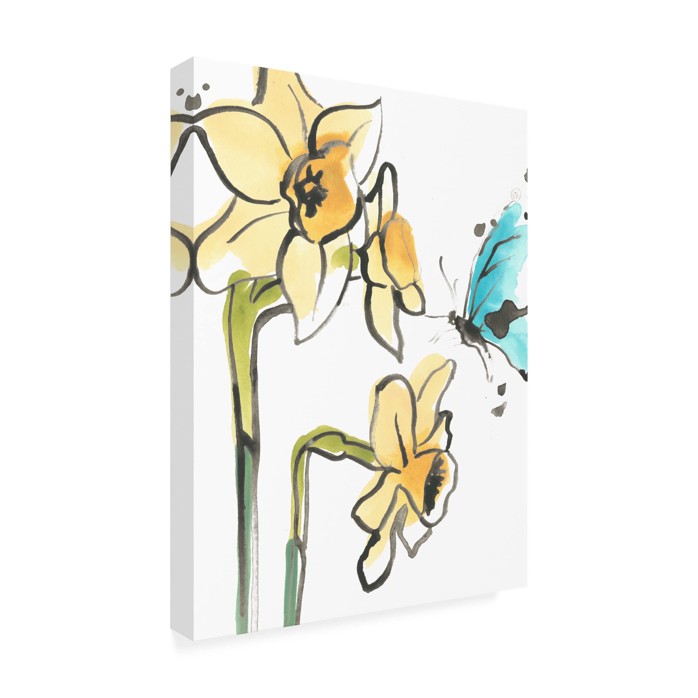 June Erica Vess 'Ink Wash Garden I' Canvas Wall Art Print - Handmade Floral Asian Painting for Living Room, Bedroom & Office Decor