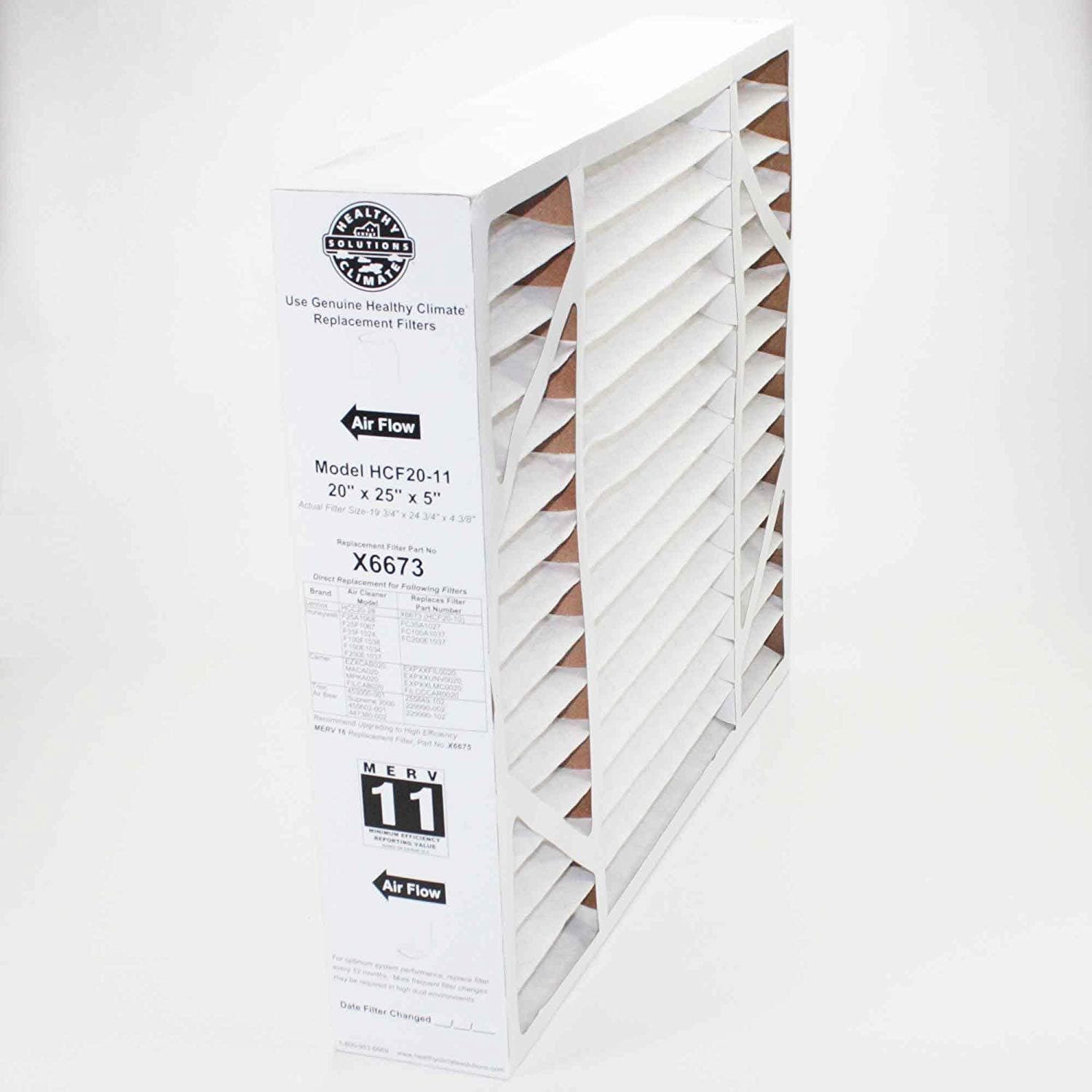 Lennox Healthy Climate 20x25x5 MERV 11 Air Filter x6673 - 1 Pack | High Efficiency Furnace & AC Filter for Cleaner Indoor Air - Perfect for Homes, Offices & HVAC Systems