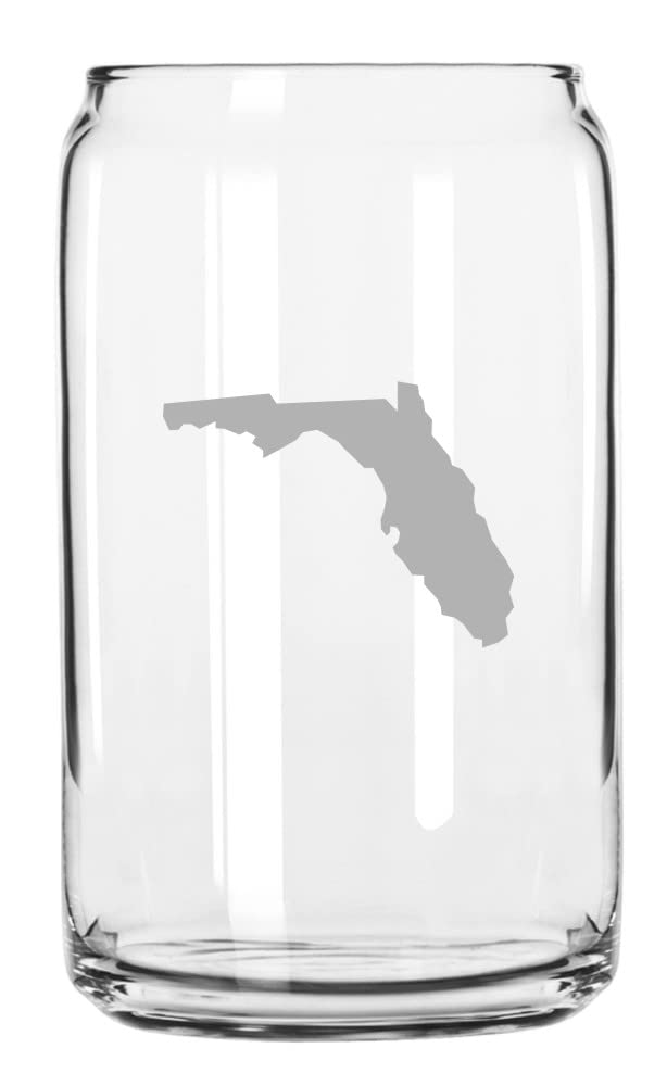 Florida State Etched 16oz Beer Can Glass - Perfect for Home Bars, Tailgating & Gameday Parties - Durable & Stylish Drinking Cup for Beer, Soda & Cocktails