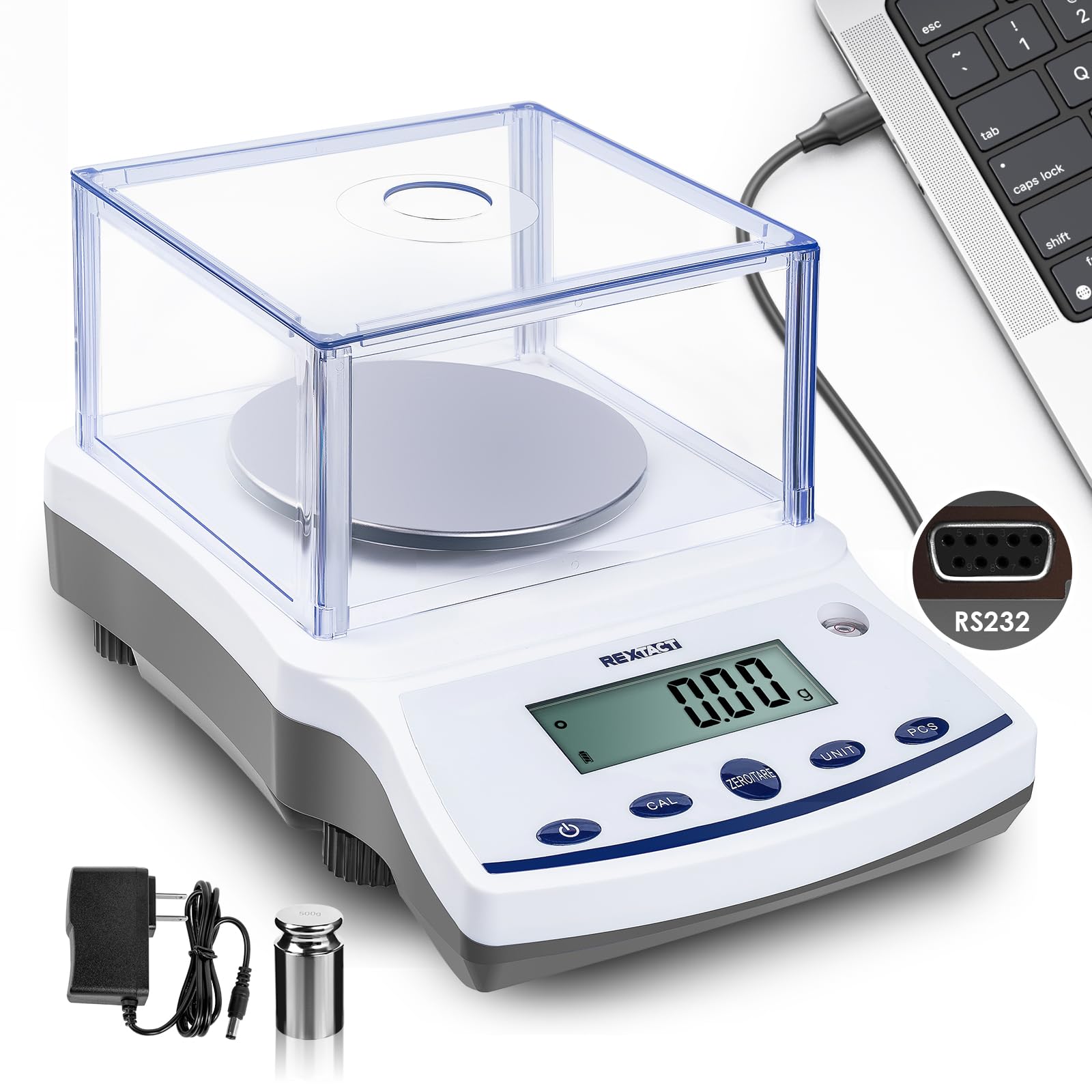 High Precision Digital Scale 0.01g x 3000g - Laboratory Analytical Balance with 0.01g Accuracy for Jewelry, Pharmacy, Chemistry & Industrial Use - Perfect for Scientific Research, Gem Weighing & Precise Measurements