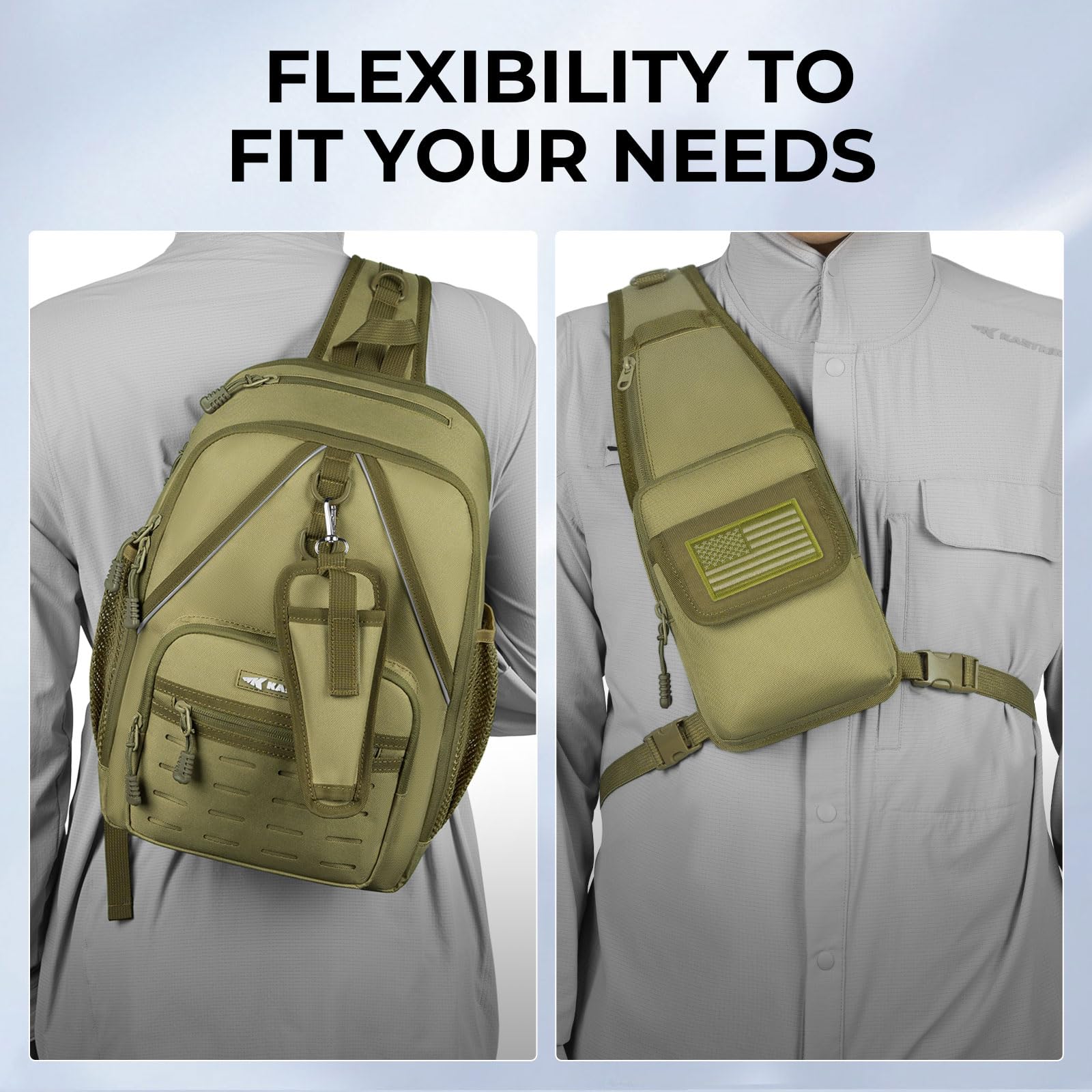 KastKing Karryall Fishing Sling Tackle Bag with 2 Tackle Trays - Waterproof Tactical Fishing Gear Storage Backpack for Bass, Trout & Saltwater Fishing | Perfect for Boat, Shore & Travel Use